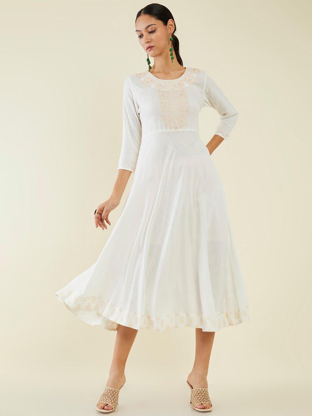 

Soch Ethnic Midi Dress, Off white