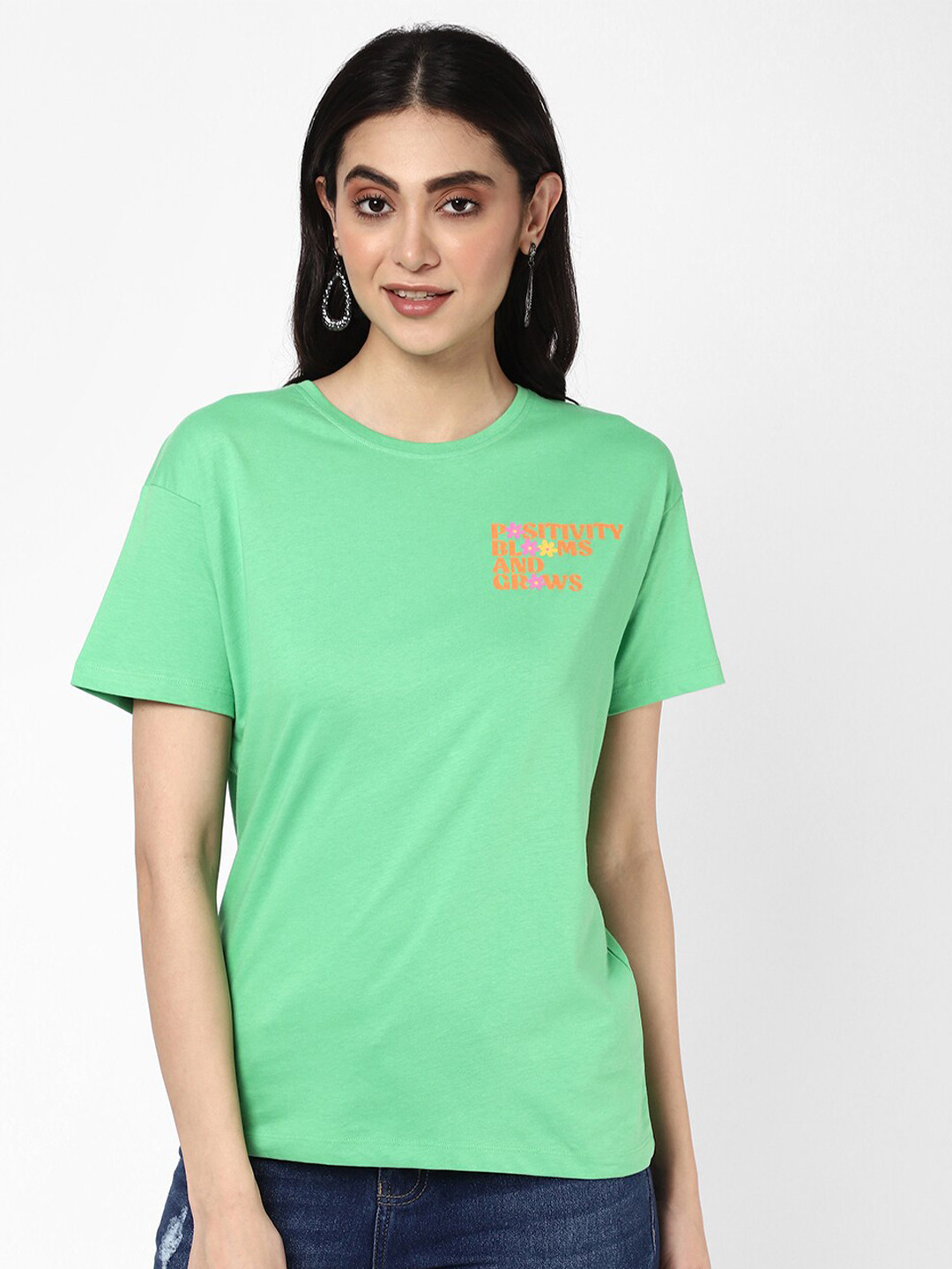 

R&B Typography Printed Regular Fit Tshirt, Green