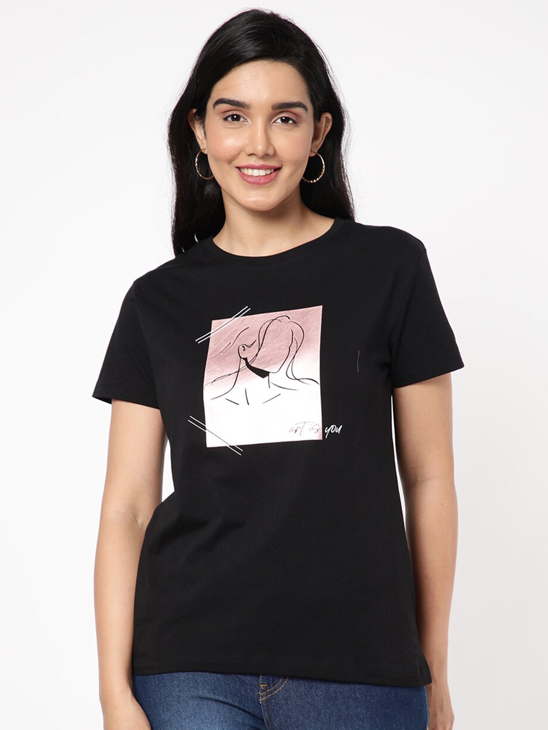 

R&B Black Print Top