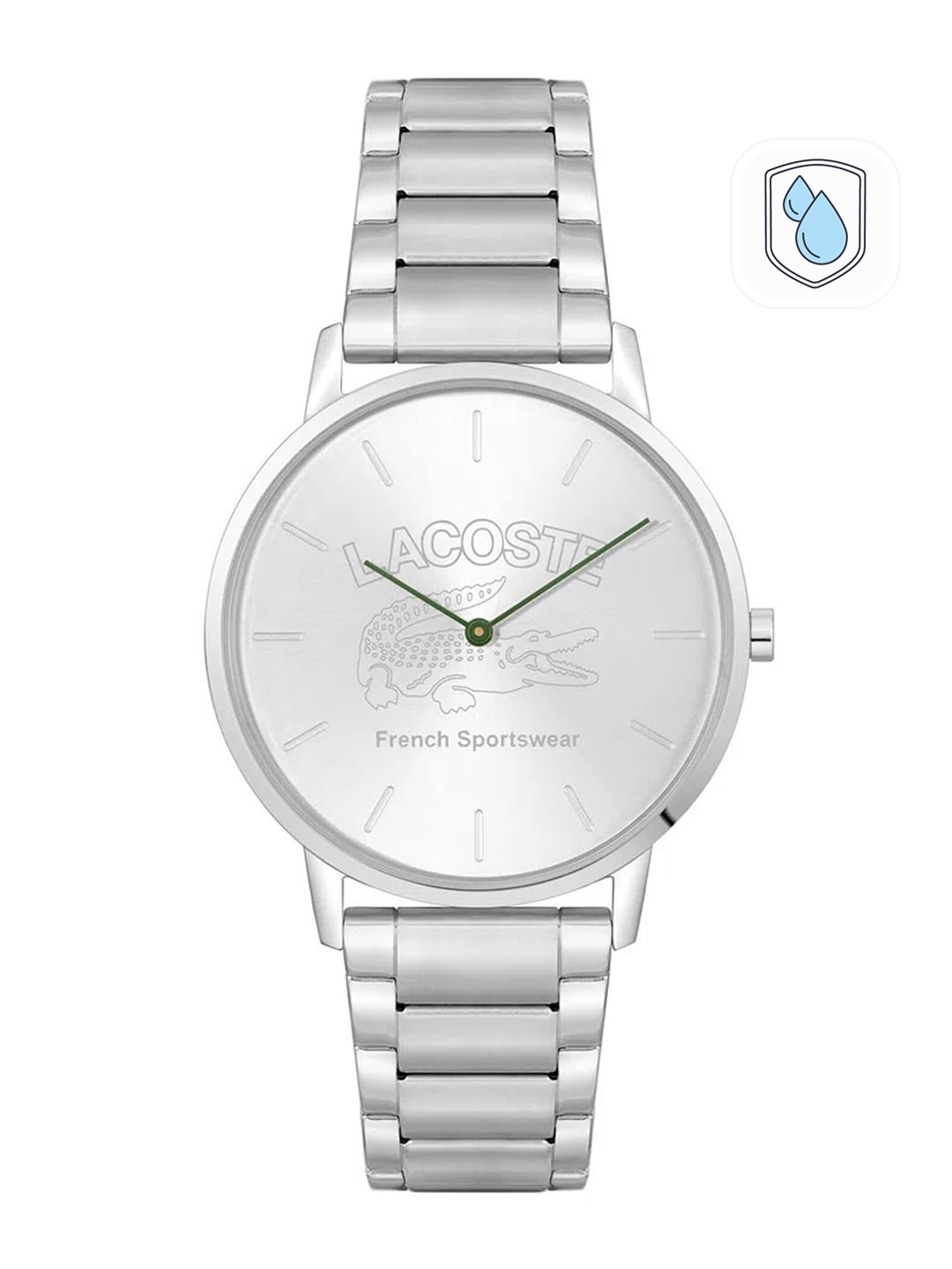 

Lacoste Men Brass Embellished Dial & Stainless Steel Bracelet Style Straps Analogue Watch, White