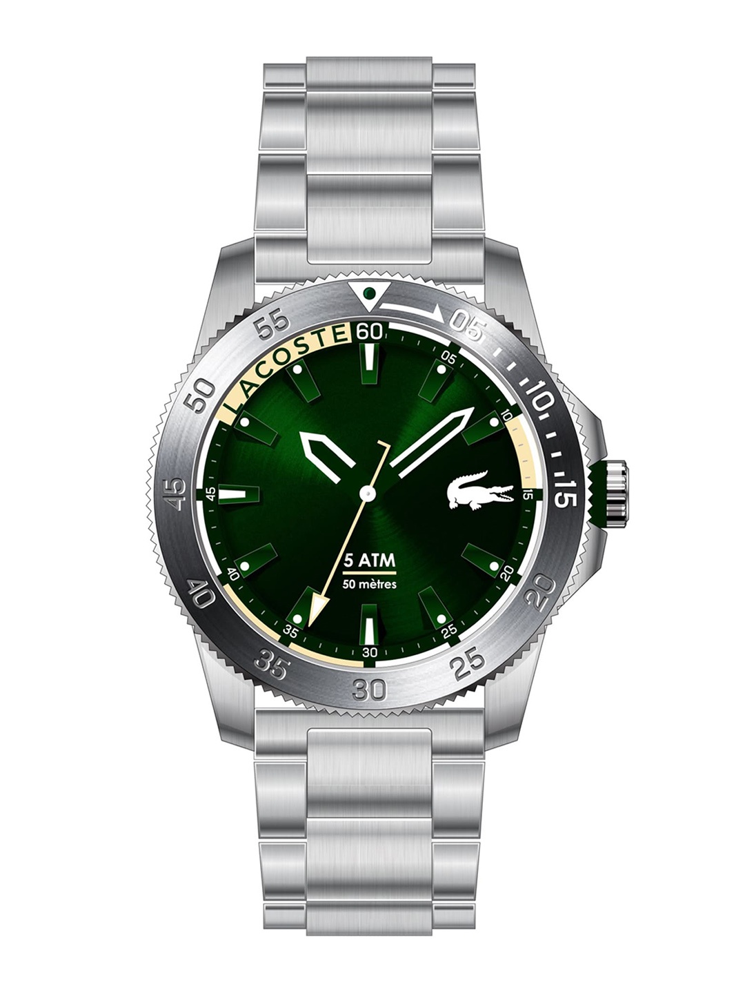 

Lacoste Men Brass Dial & Stainless Steel Bracelet Style Straps Analogue Watch 2011204, Green