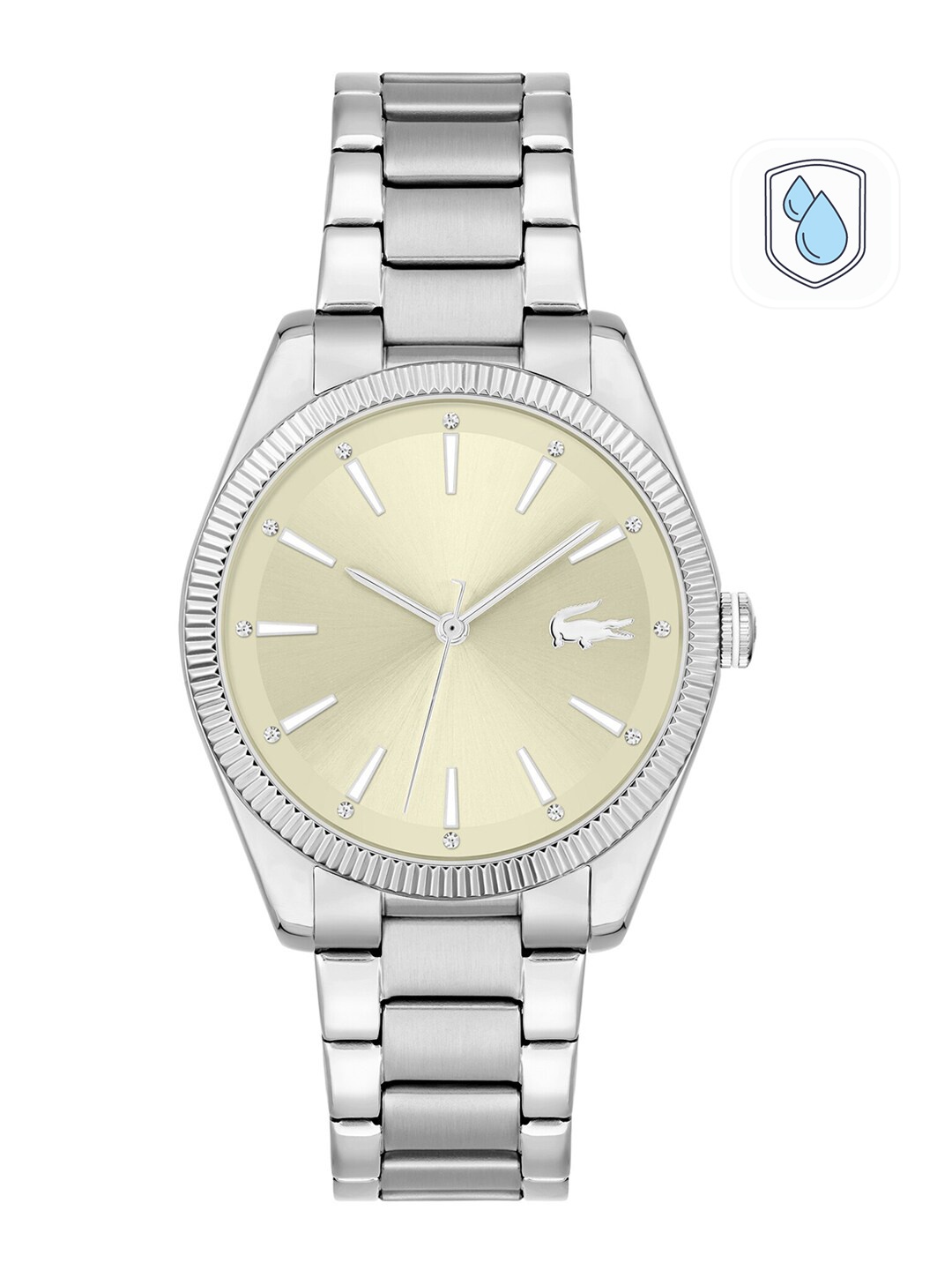 

Lacoste Women Brass Dial & Stainless Steel Bracelet Style Straps Analogue Watch 2001239, Gold
