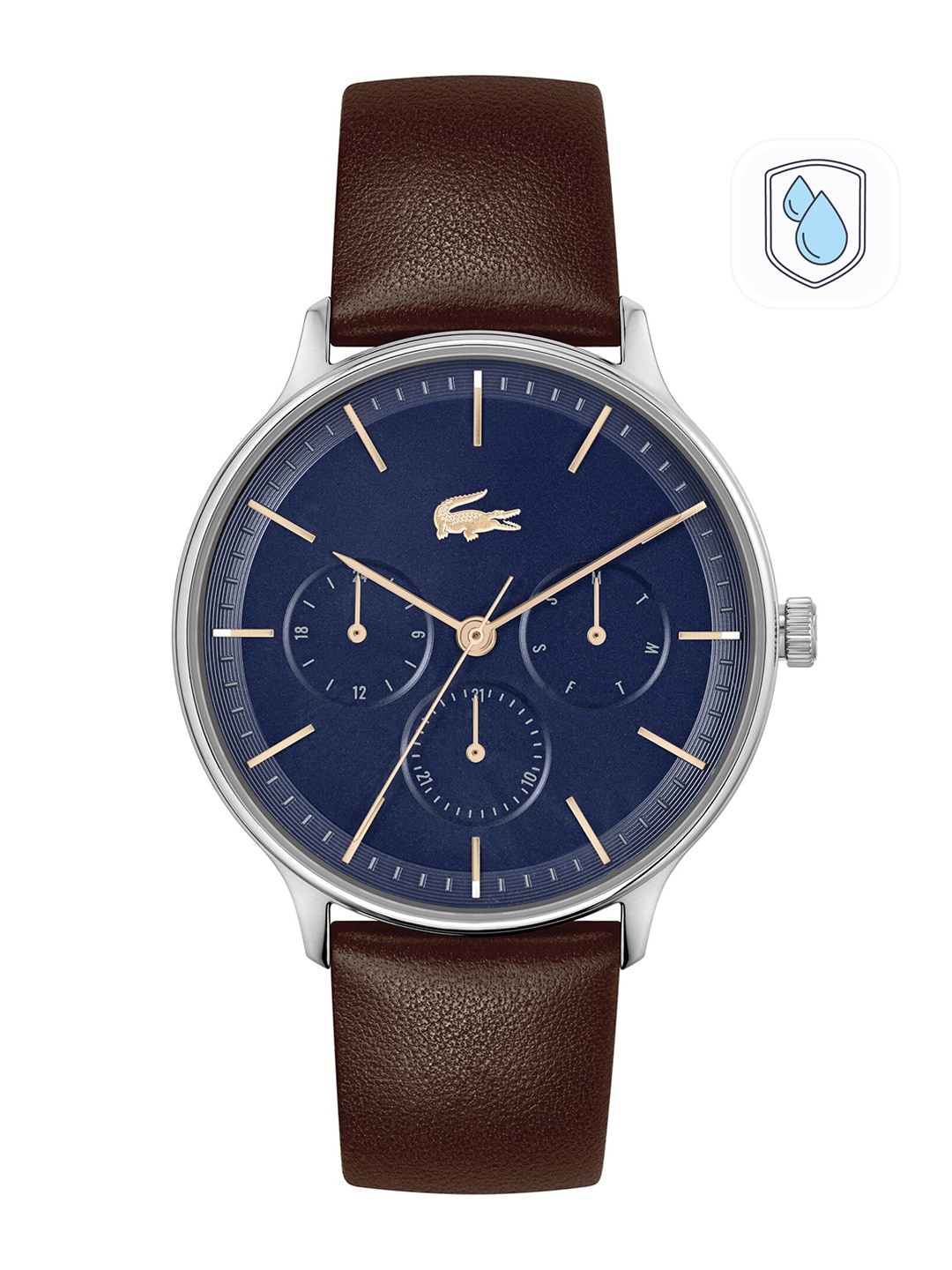 

Lacoste Men Brass Dial & Leather Straps Analogue Multi Function Watch, Blue