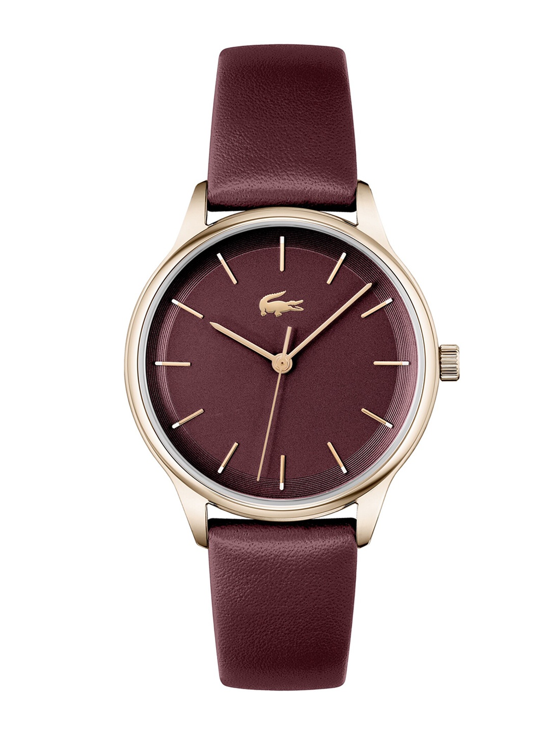 

Lacoste Women Brass Dial & Leather Straps Analogue Watch 2001256, Maroon