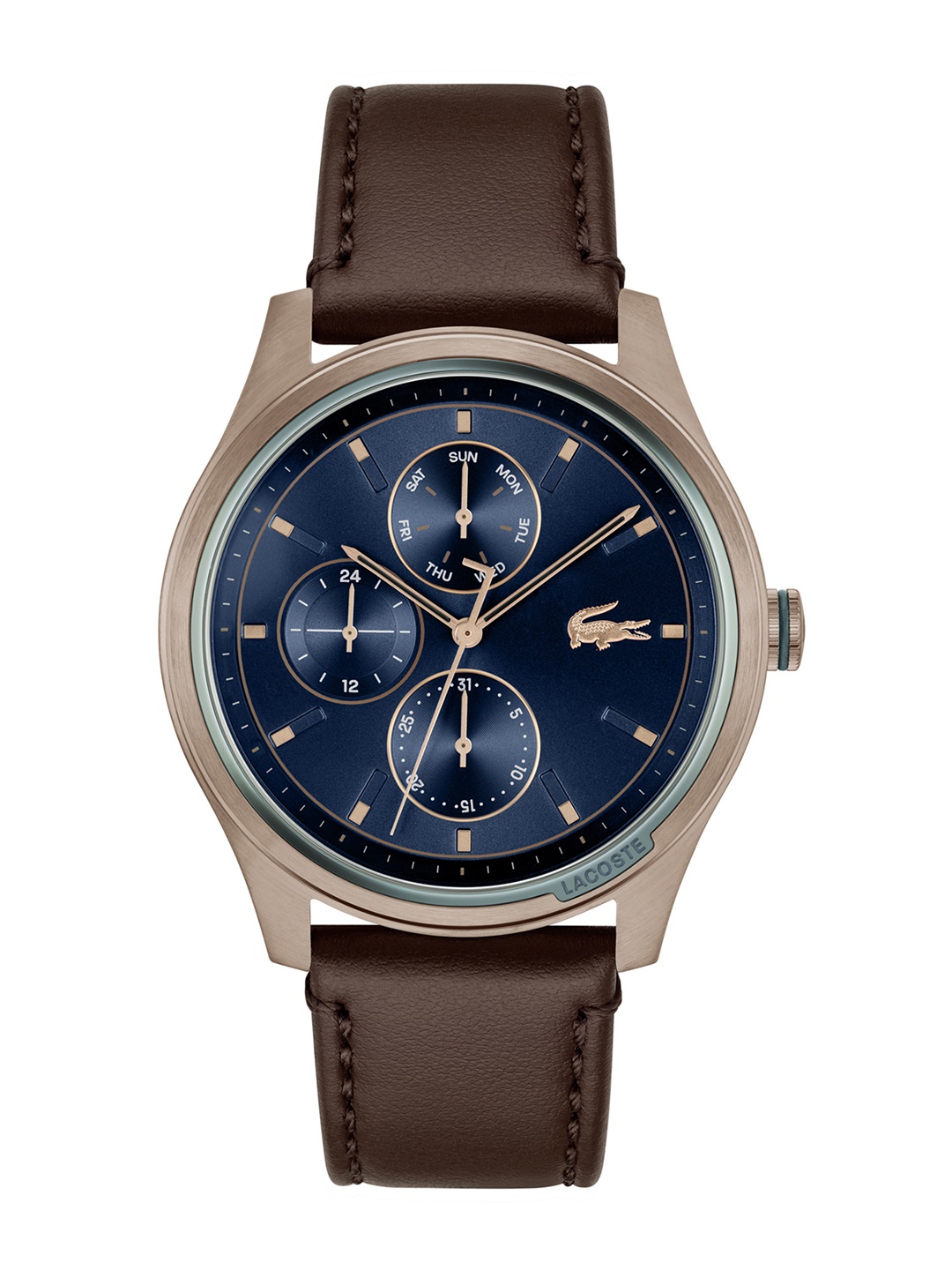 

Lacoste Men Brass Dial & Leather Straps Analogue Multi Function Watch, Blue