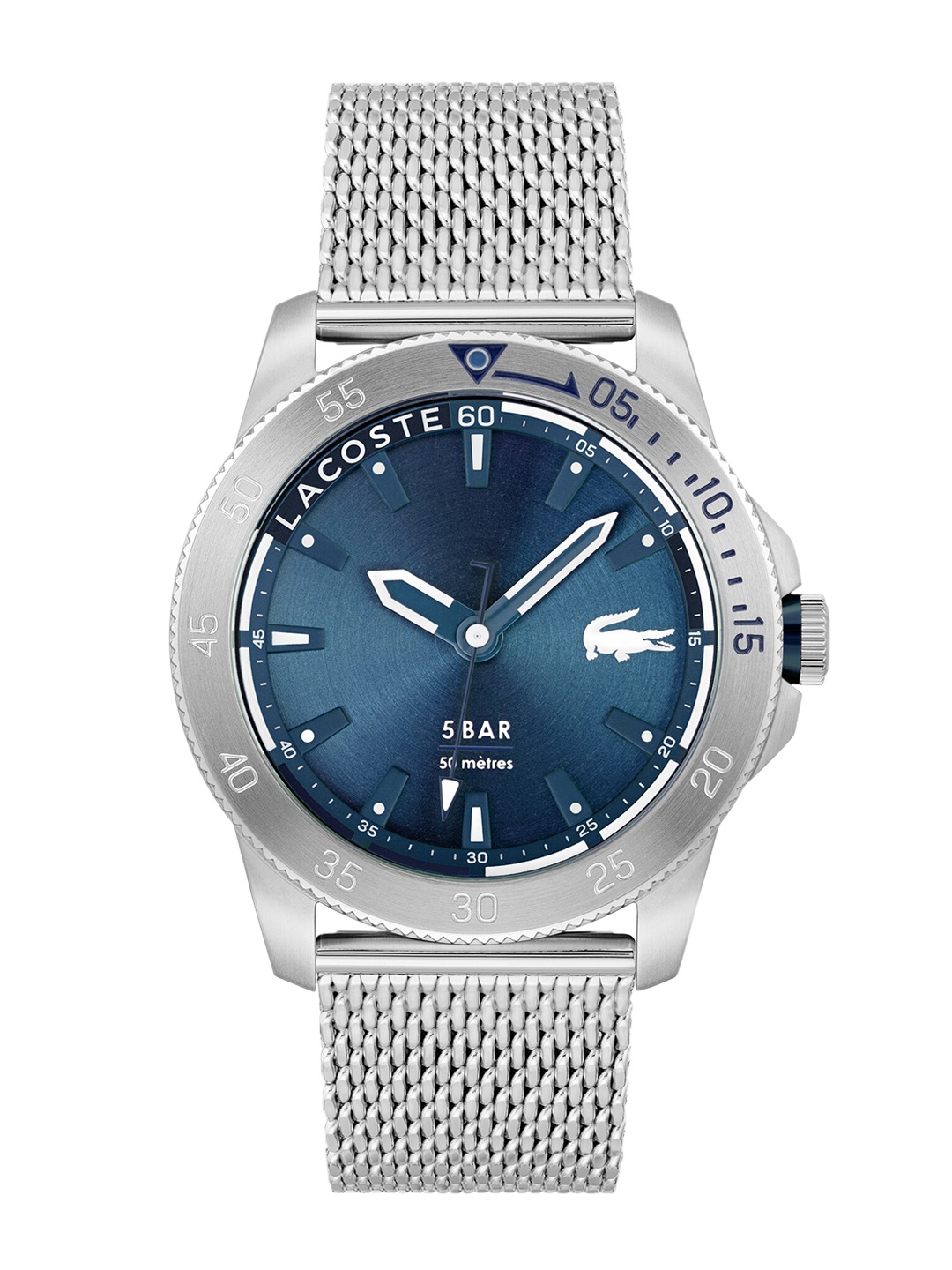 

Lacoste Men Brass Dial & Stainless Steel Bracelet Style Straps Analogue Watch, Blue