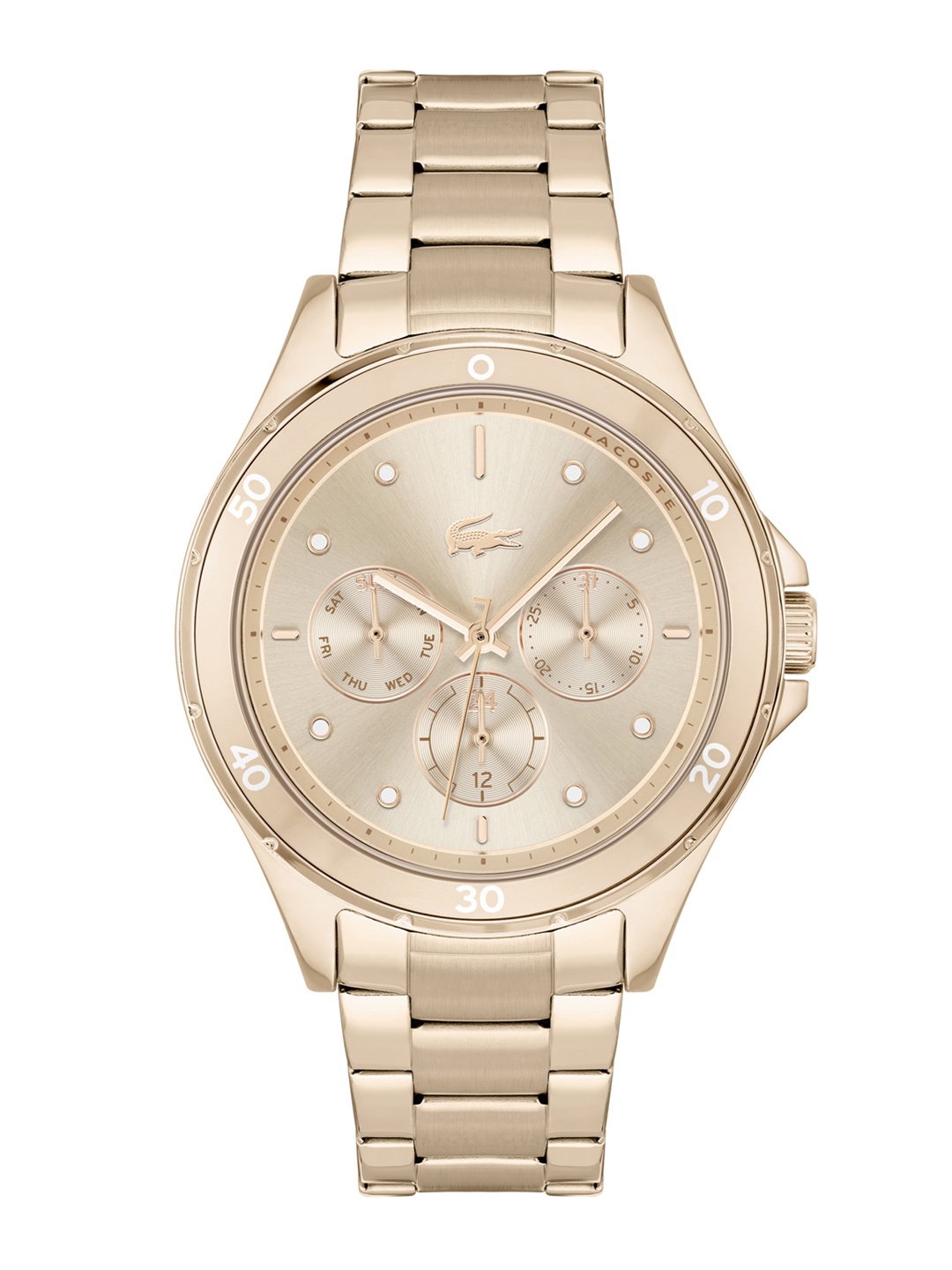 

Lacoste Women Brass Dial & Stainless Steel Bracelet Style Straps Analogue Watch 2001243, Rose gold