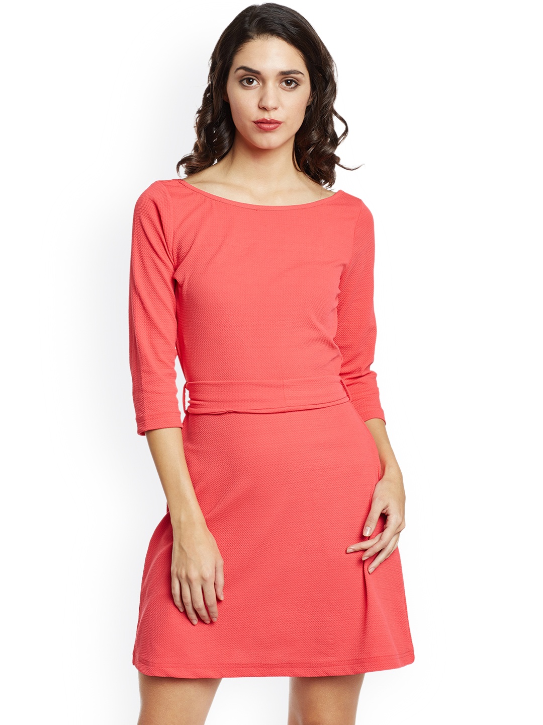 

THE SILHOUETTE STORE Women Pink Solid A-Line Dress