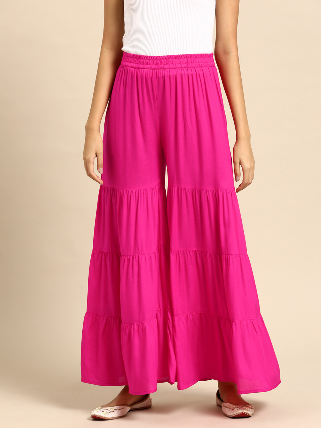 

Sangria Women Solid Sharara, Pink