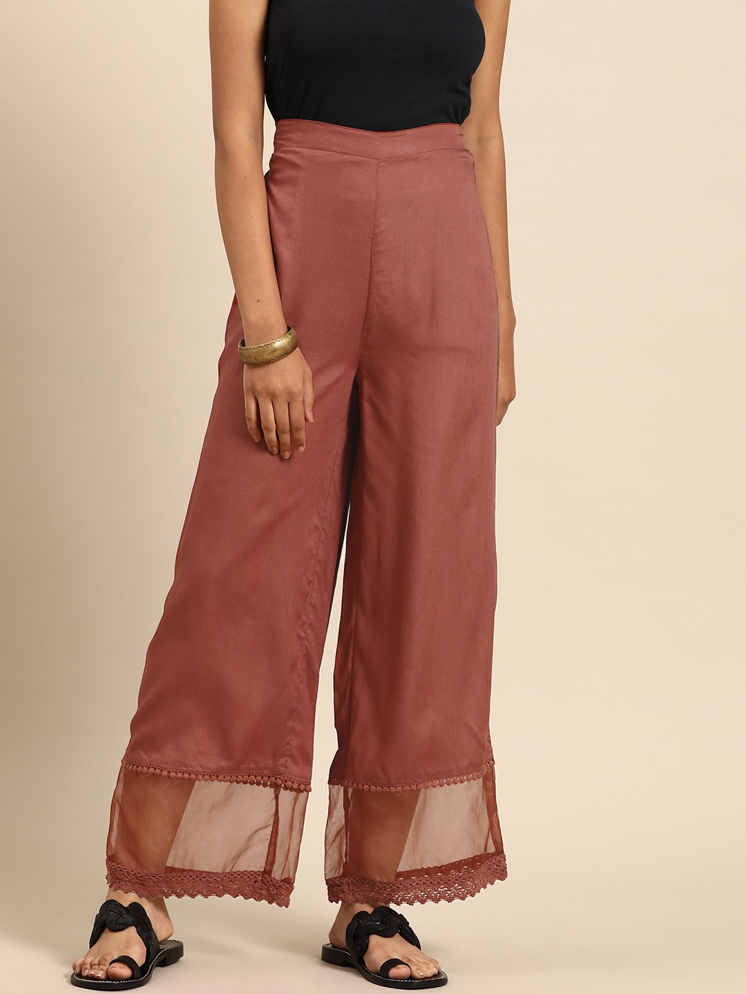 

Sangria Women Solid Ethnic Trousers, Rust