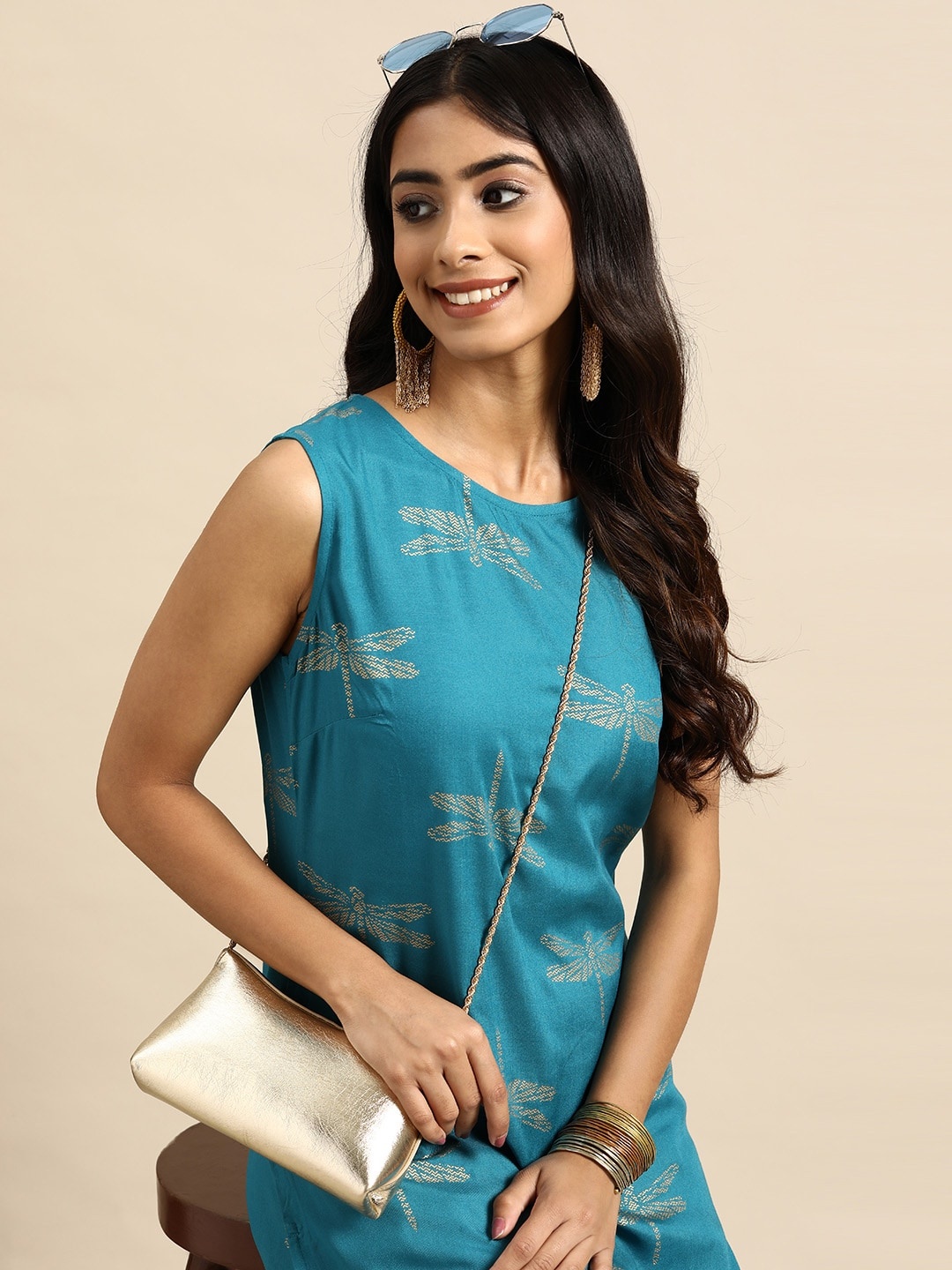 

Sangria Ethnic Motifs Print Straight Kurta, Blue