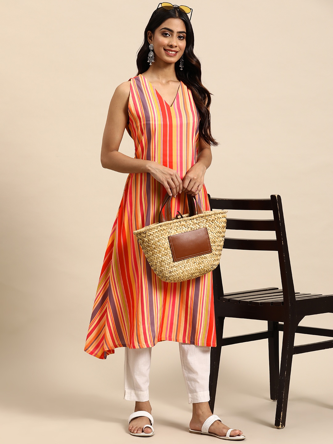 

Sangria Striped A-Line Kurta, Multi