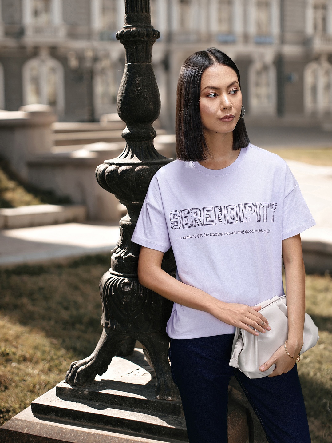 

all about you Women Typography Printed Pure Cotton T-shirt, Lavender