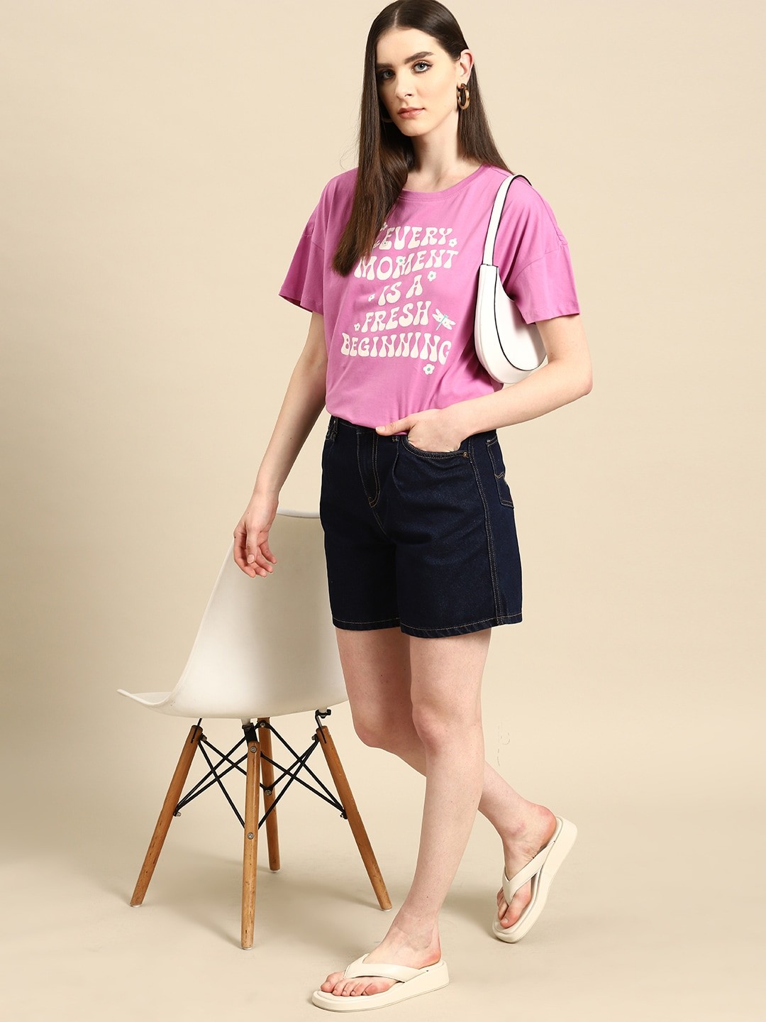 

all about you Women Typography Printed Pure Cotton T-shirt, Pink