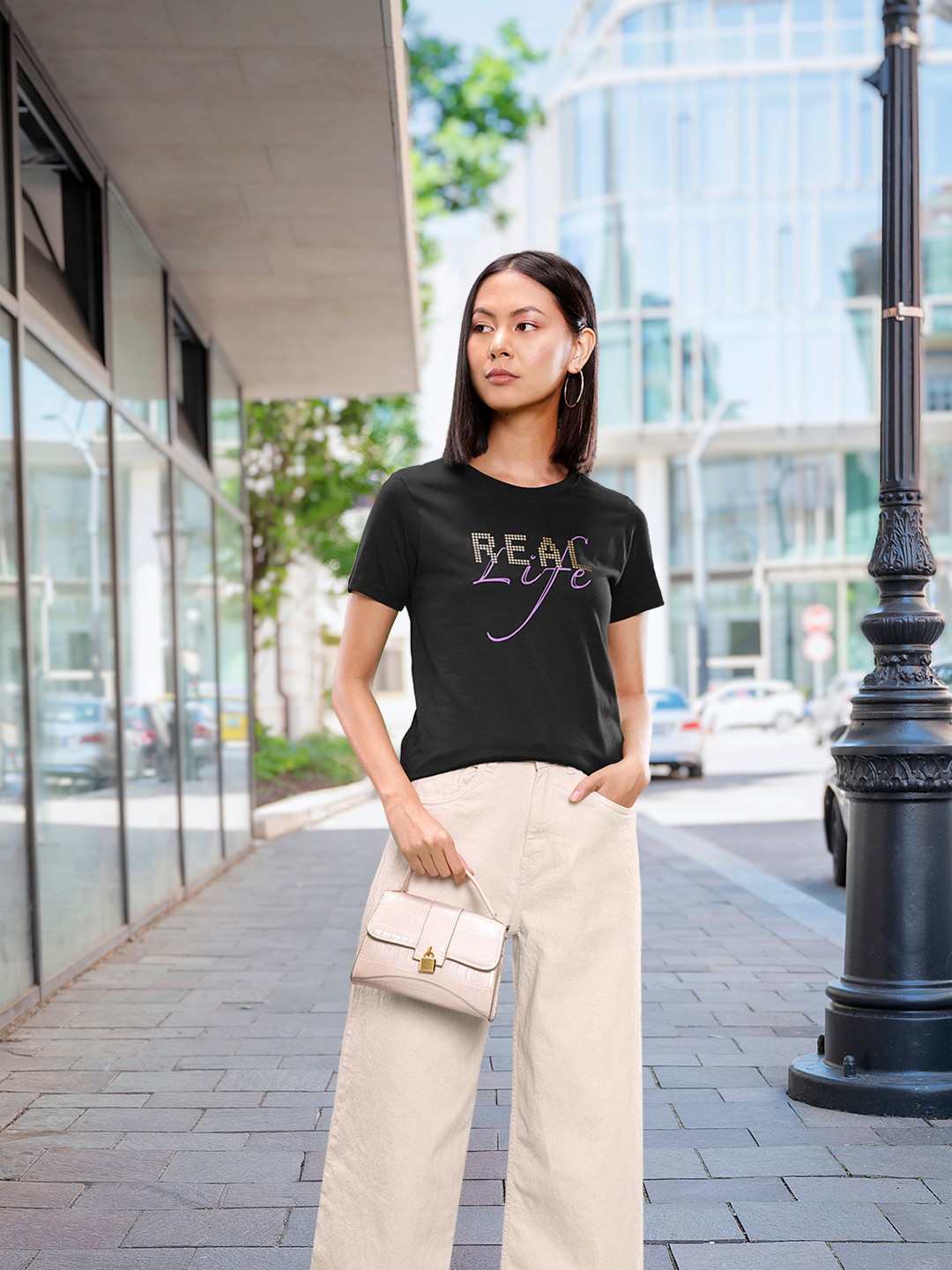 

all about you Women Typography Printed Pure Cotton T-shirt, Black
