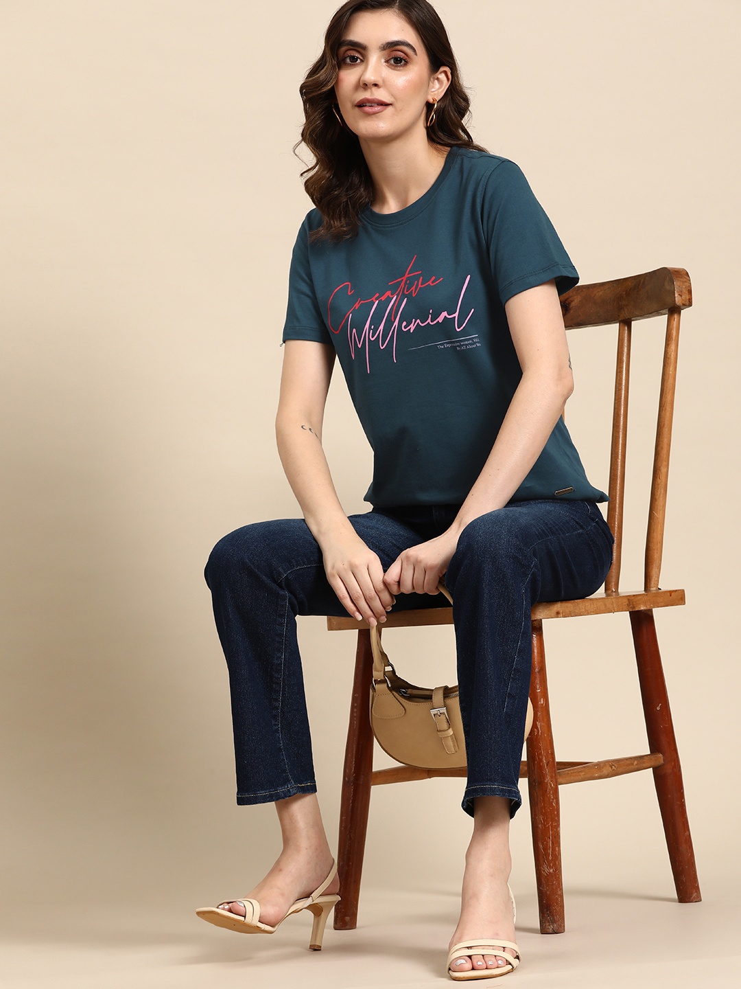 

all about you Typography Pure Cotton T-shirt, Teal