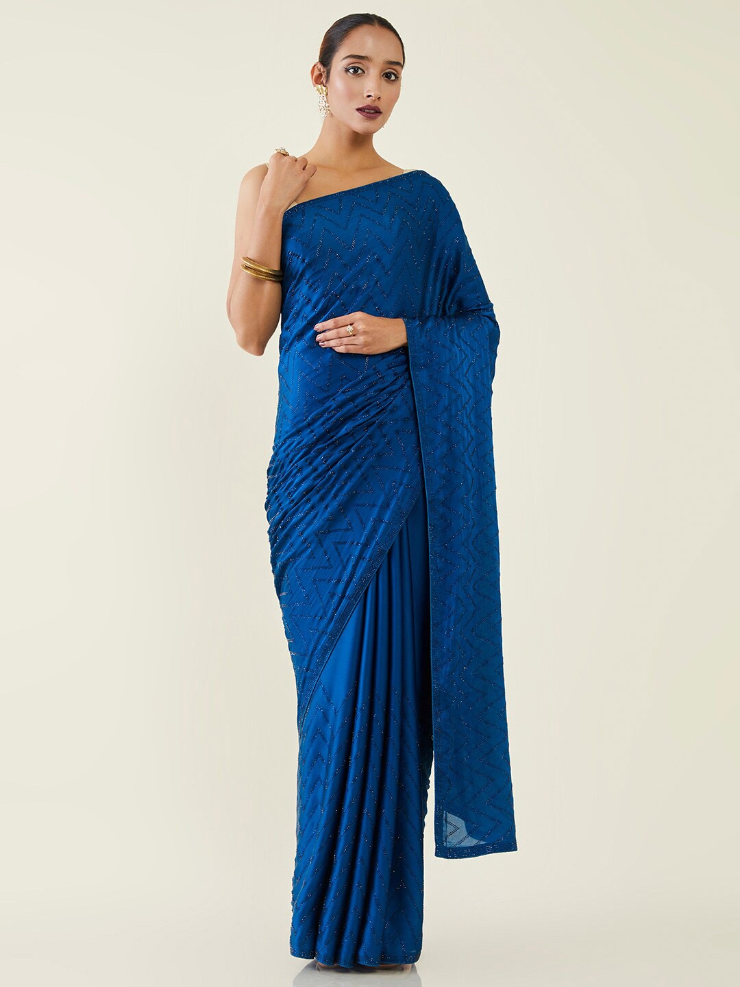 

Soch Beads and Stones Embellished Saree, Blue