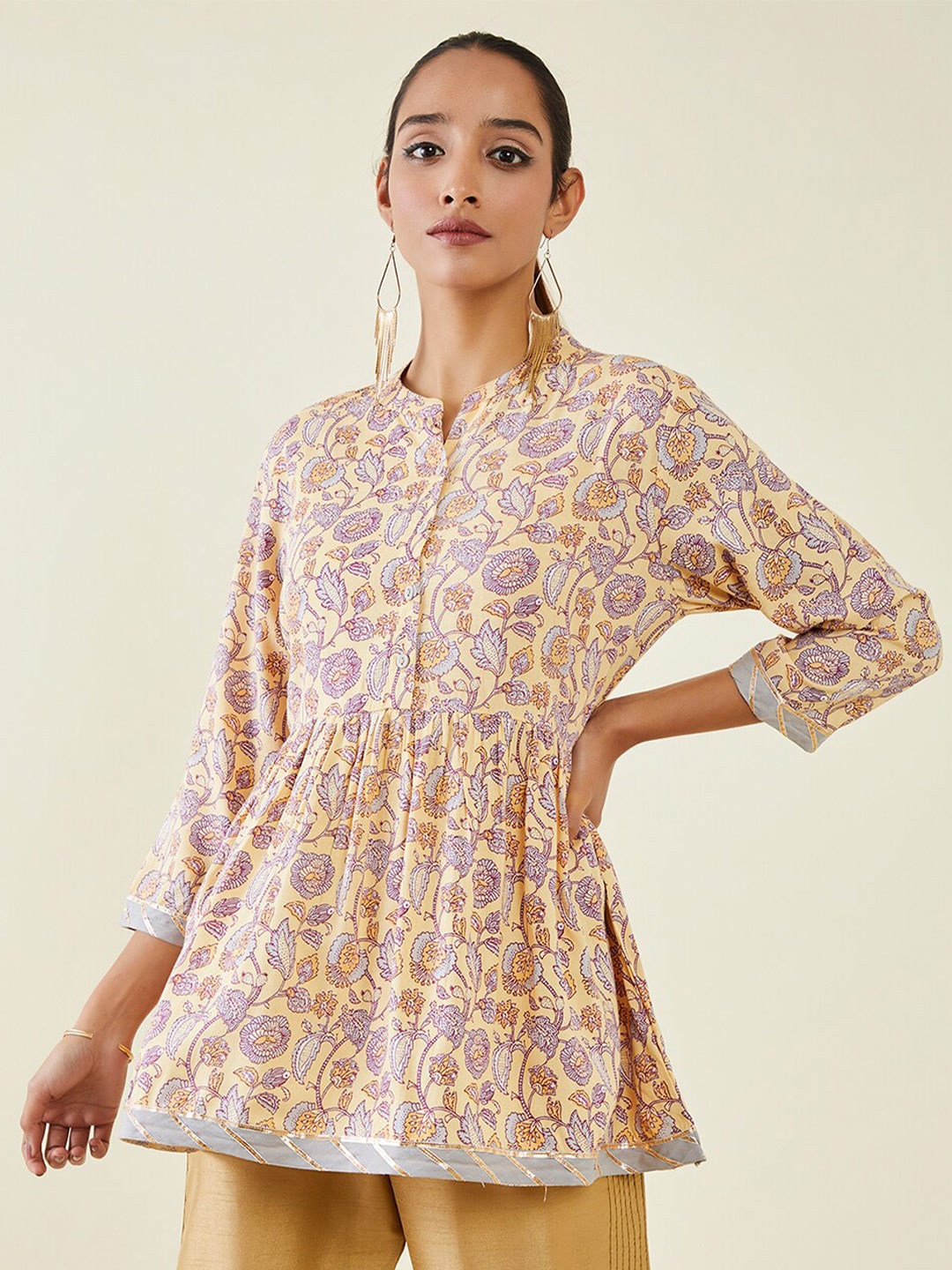 

Soch Printed Band Collar Tunic, Yellow