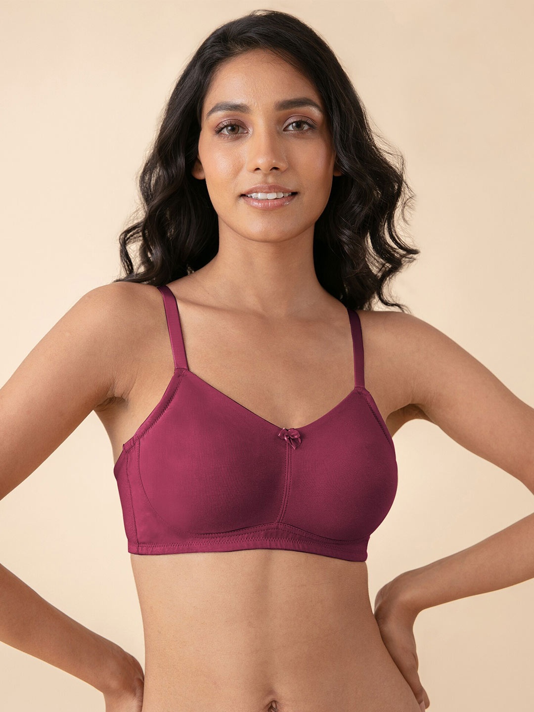 

Nykd Women Soft Cup Wireless Hold Me Up Full Coverage Wireless Non-Padded Bra NYB062, Magenta