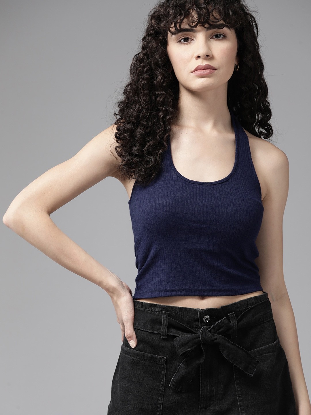 

The Roadster Lifestyle Co. Halter Neck Solid Top, Black