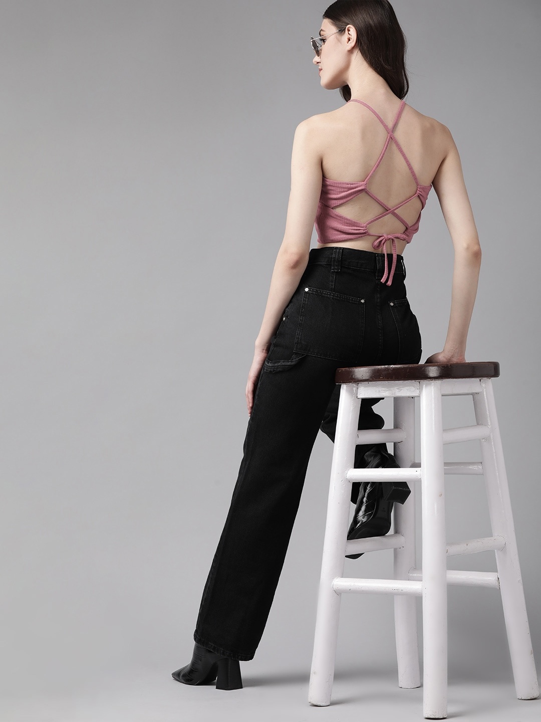 

The Roadster Lifestyle Co. Ribbed Styled Back Crop Top, Rose