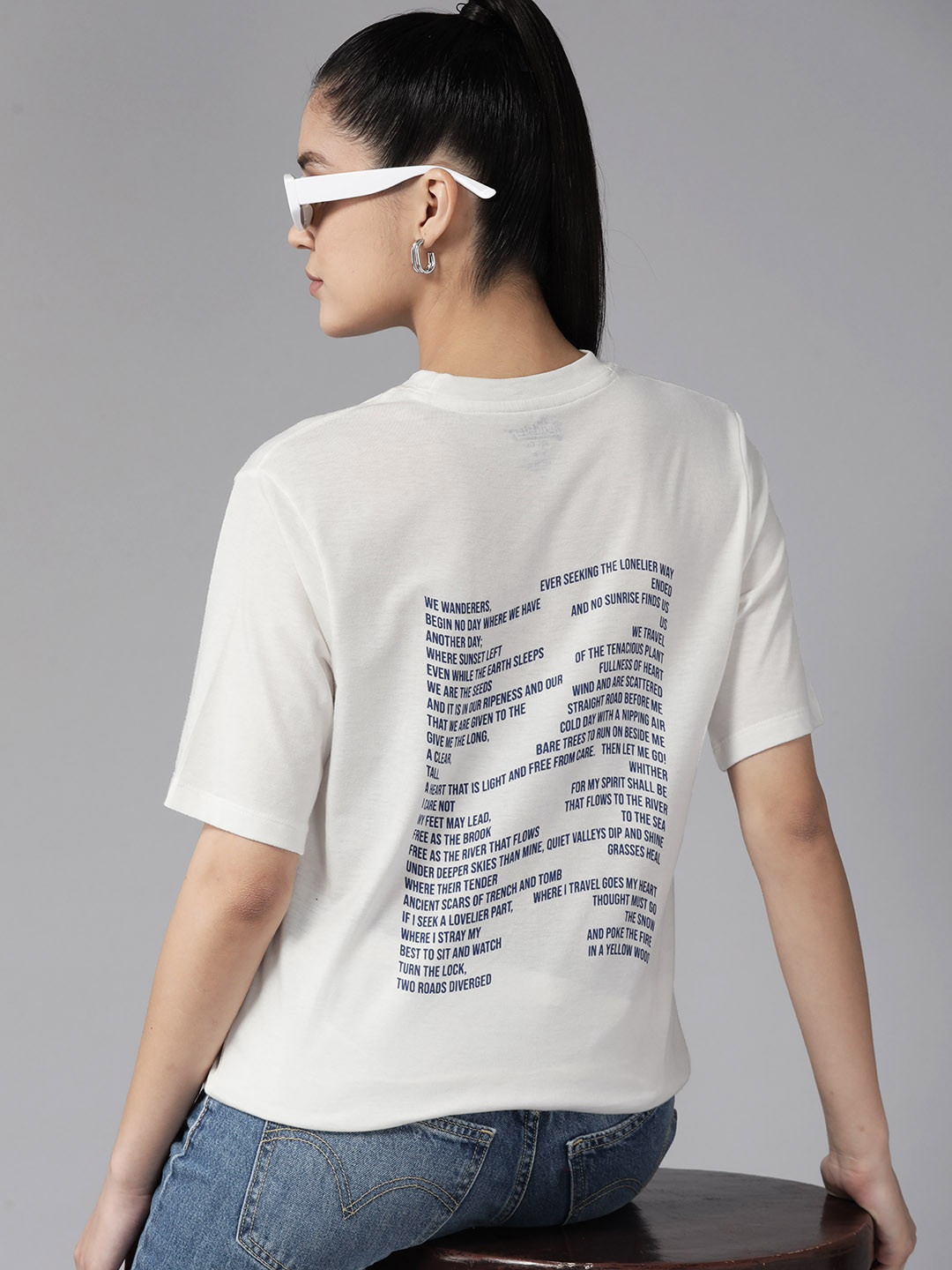 

Roadster The Lifestyle Co. Typography Printed Drop-Shoulder Sleeves T-shirt, Off white