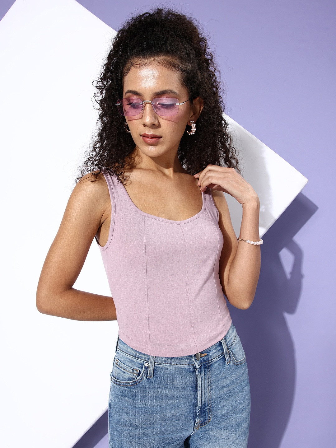 

The Roadster Life Co. Corset Style Fitted Crop Top, Mauve