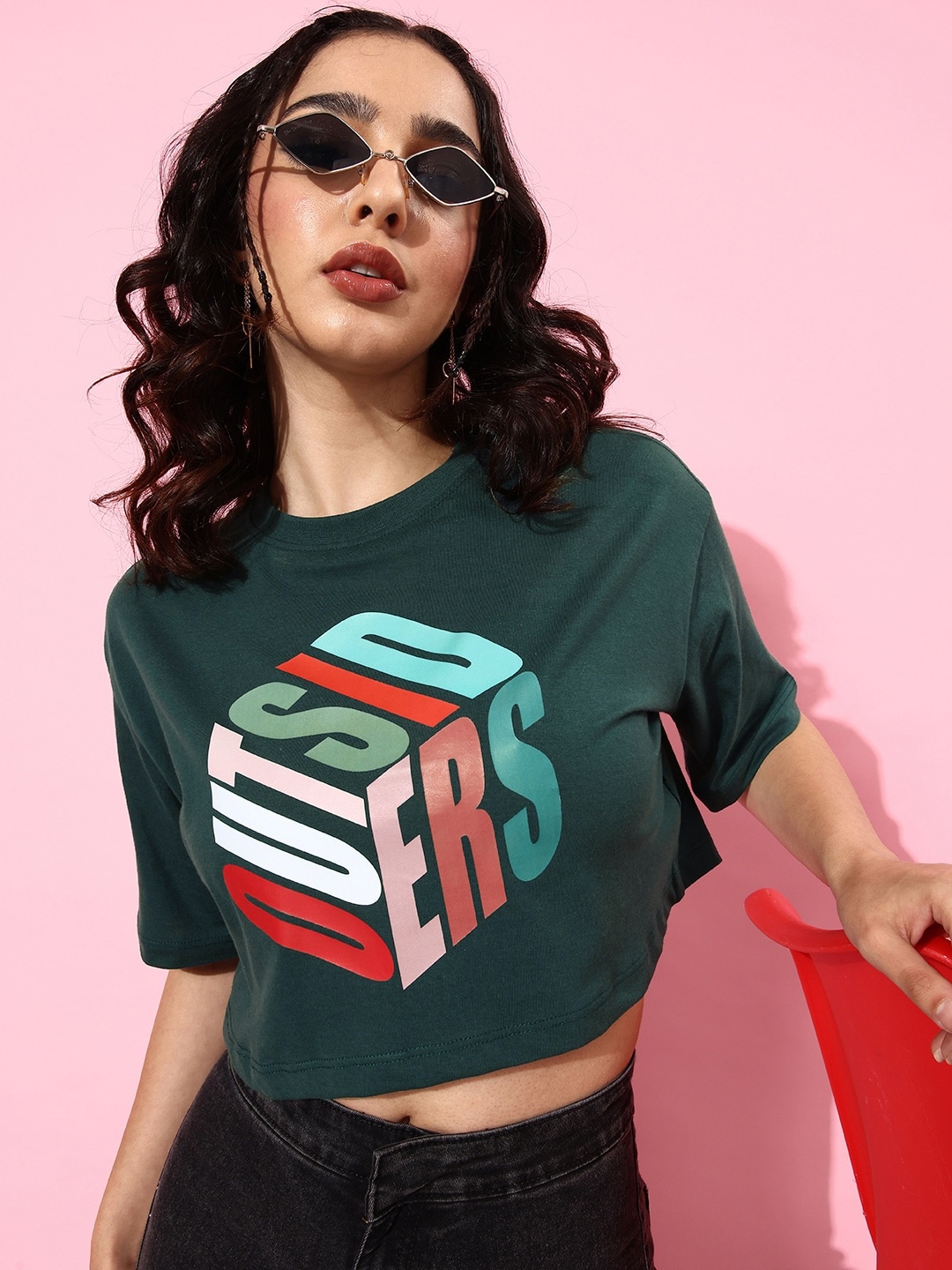 

The Roadster Life Co. Teal Green Poster Graphics Printed Drop-Shoulder Sleeves T-shirt