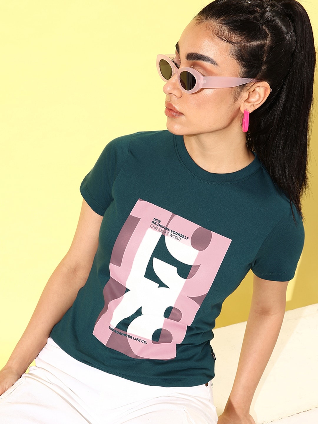 

The Roadster Life Co. Deep Green Hollaback Poster Graphics Printed T-shirt