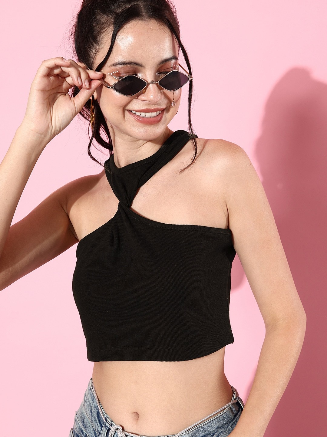 

The Roadster Life Co. Jet Black Tank 90's Hollaback-Twisted Thoughts Crop Top