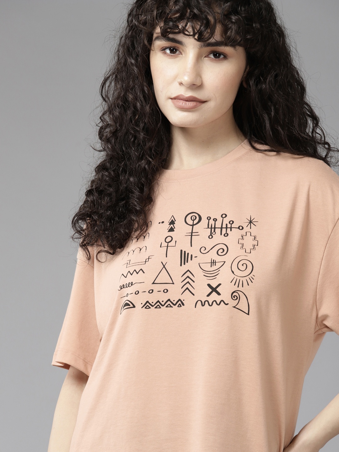 

The Roadster Lifestyle Co. Tribal Printed T-shirt, Beige