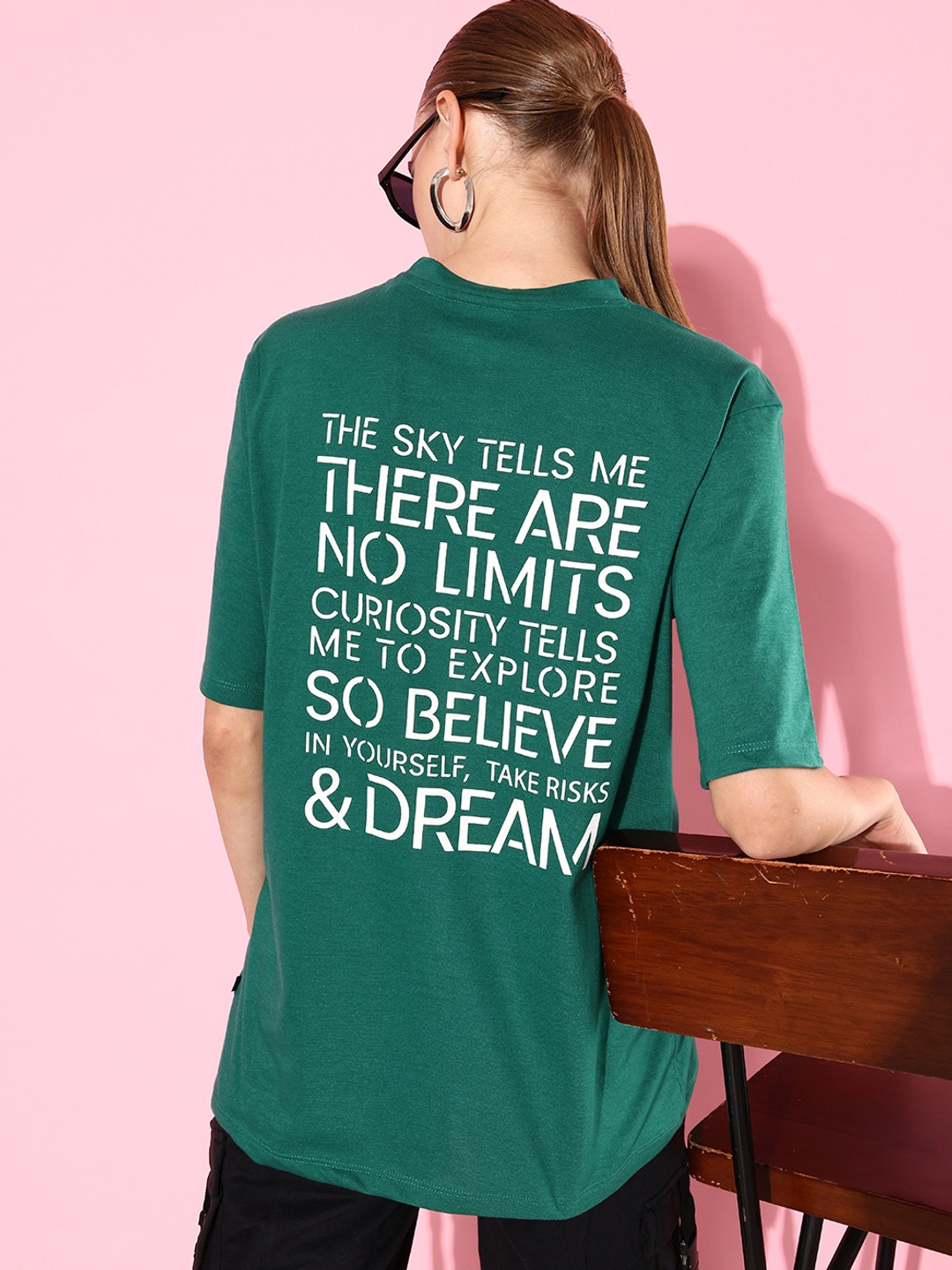 

The Roadster Life Co. Earthy Green & White Poster Graphics Drop-Shoulder Sleeves T-shirt