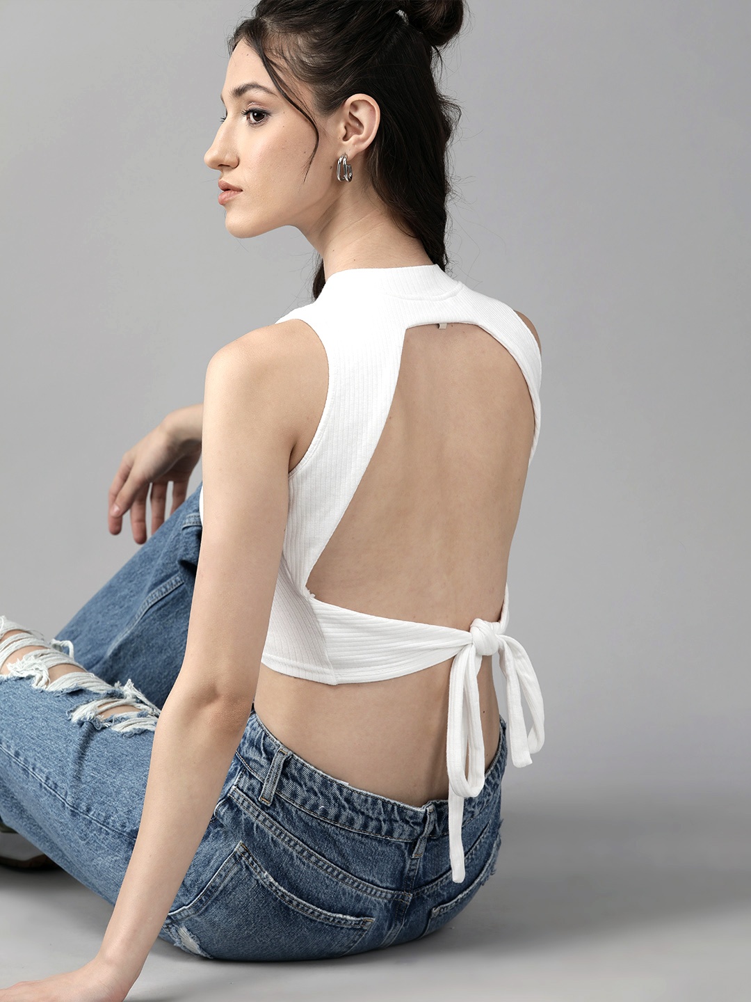 

The Roadster Lifestyle Co. Ribbed Styled Back Top, White