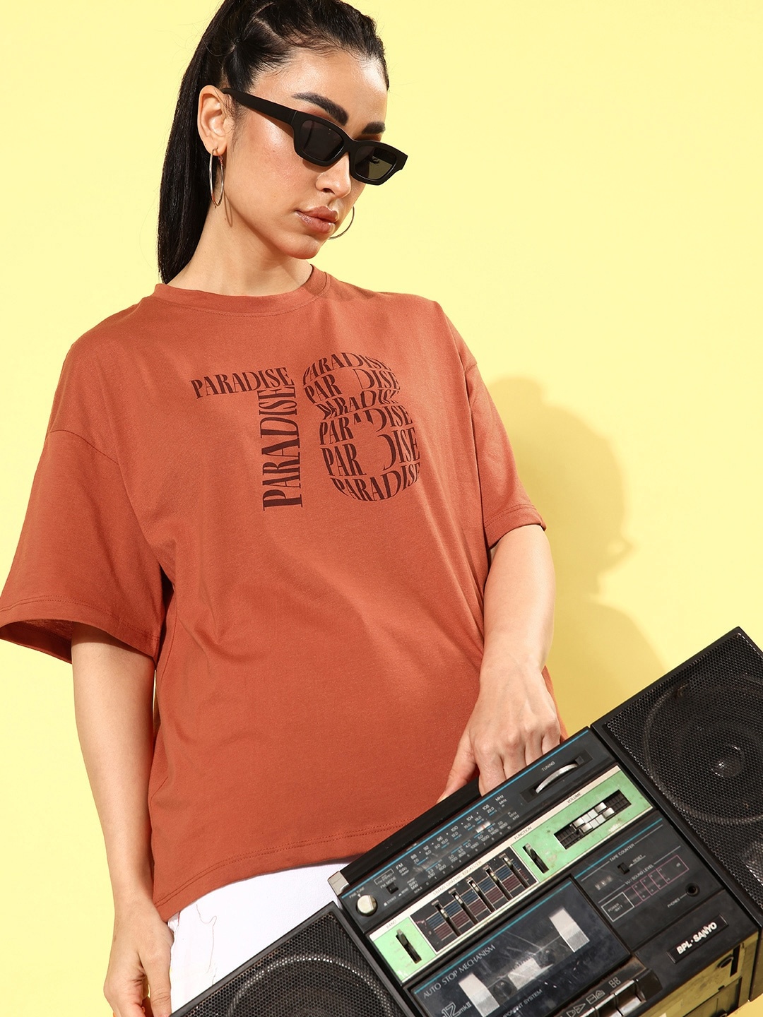

The Roadster Life Co. Rust Orange Hollaback Poster Graphics Printed T-shirt