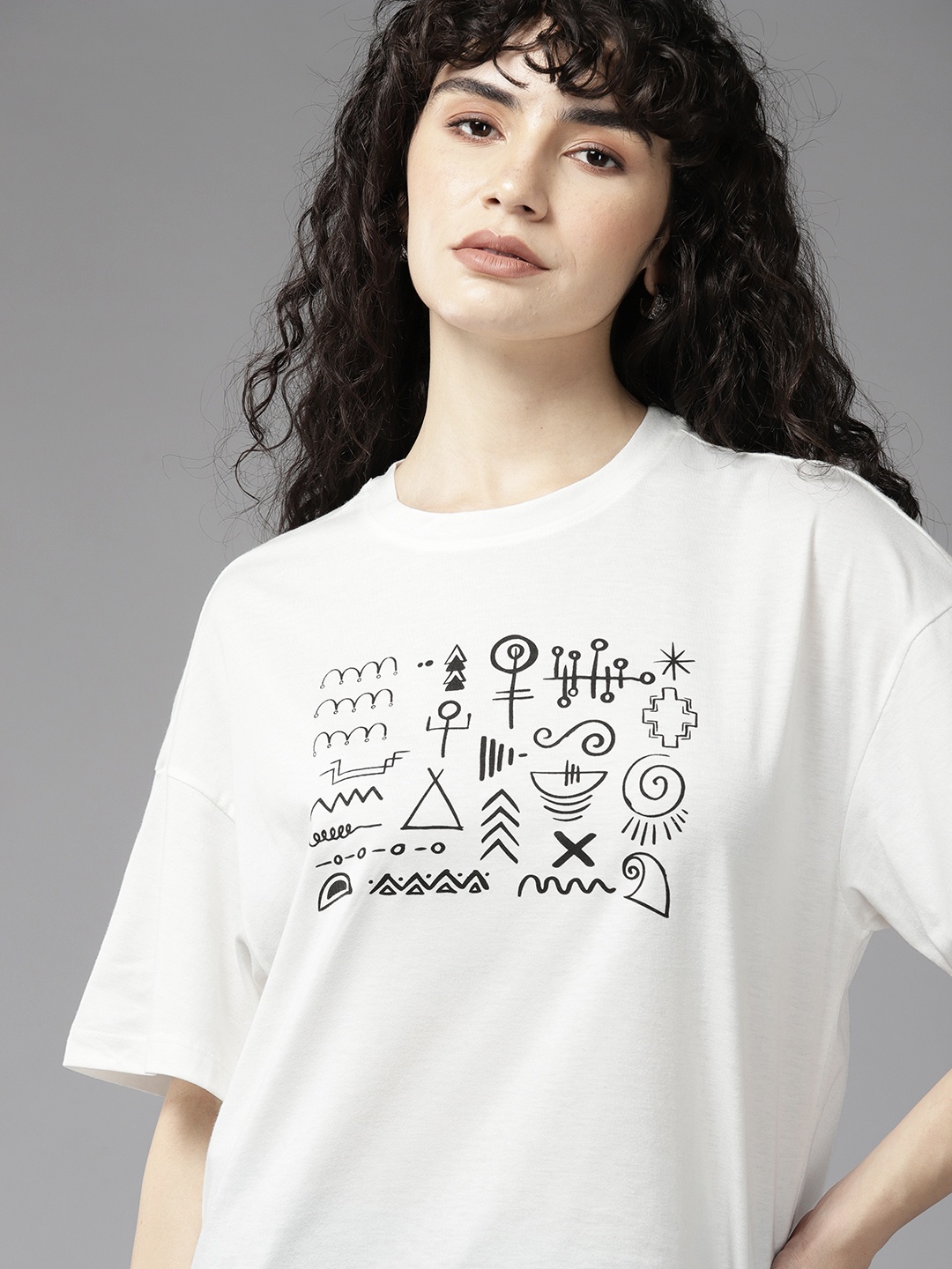 

The Roadster Lifestyle Co. Tribal Printed T-shirt, White