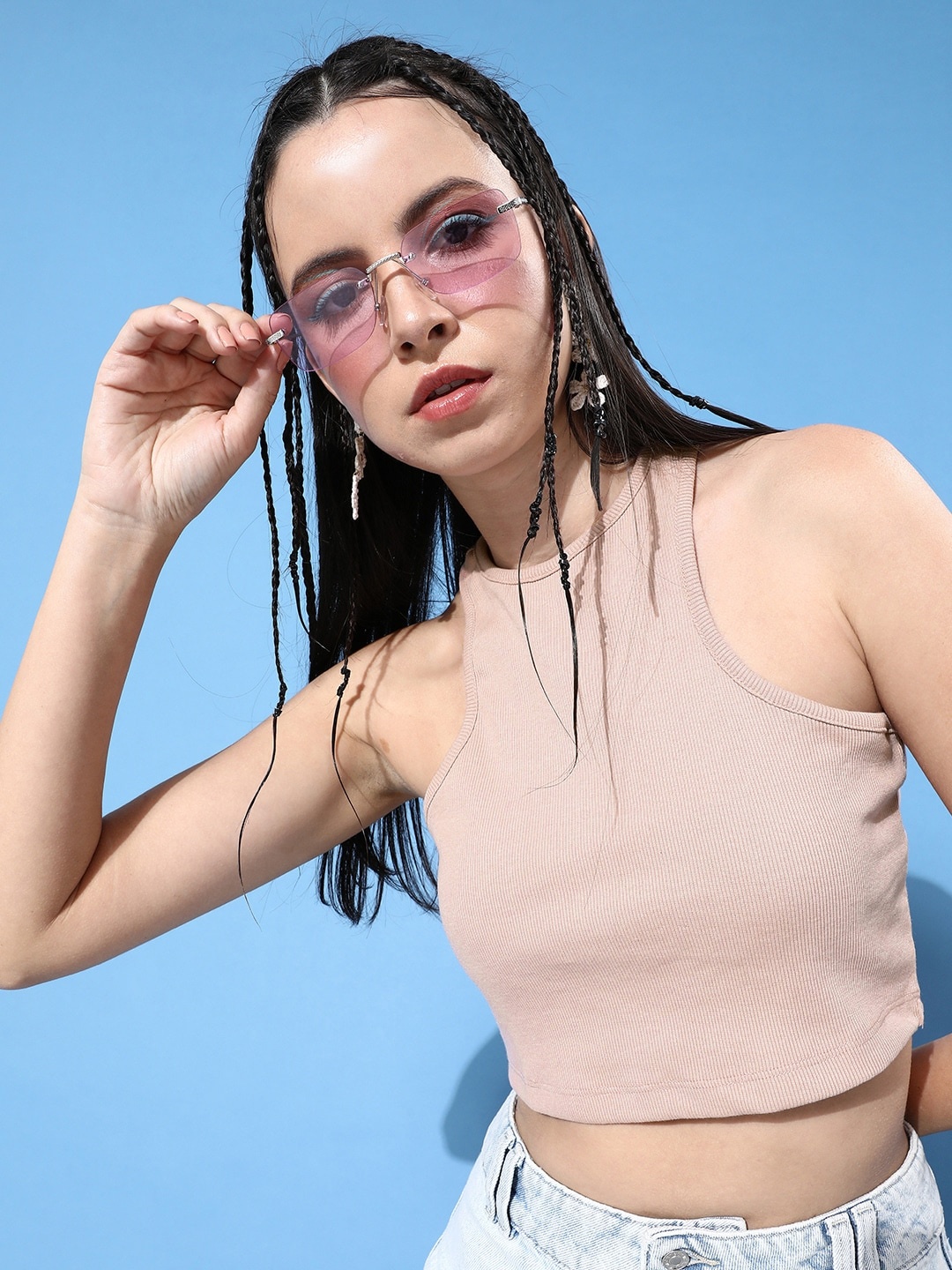

The Roadster Life Co. Rose Pink Take The Vest Ribbed Tank Crop Top