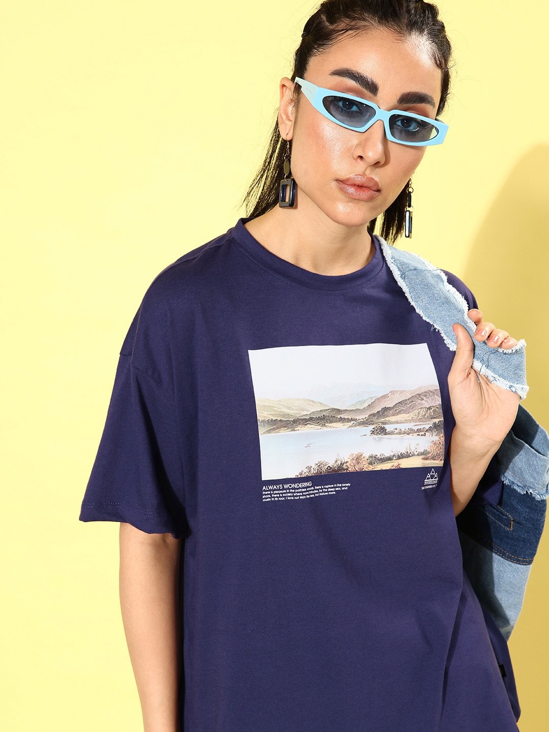 

The Roadster Life Co. Navy Blue Hollaback Poster Graphics Printed T-shirt