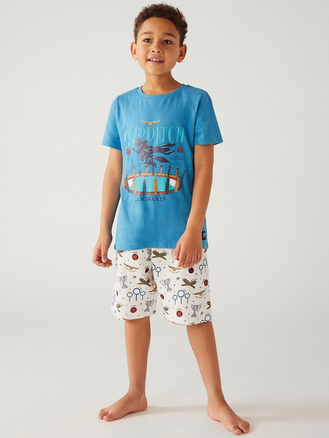 

Marks & Spencer Boys Graphic Printed Pure Cotton Night Suit, Blue