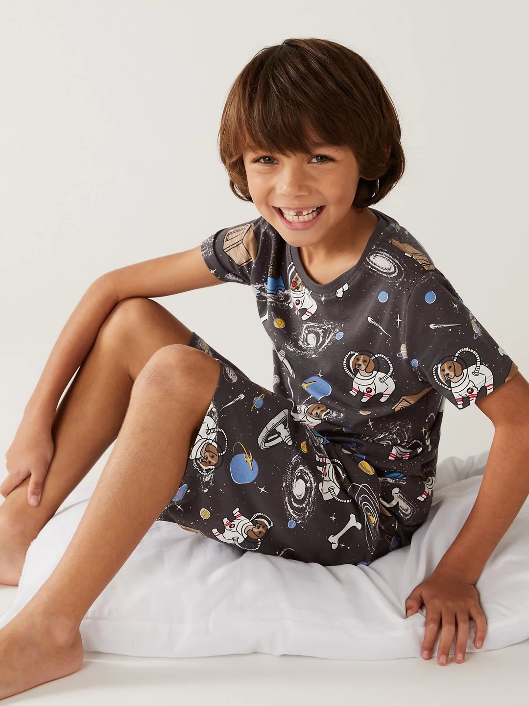 

Marks & Spencer Boys Conversational Printed Night Suit, Black