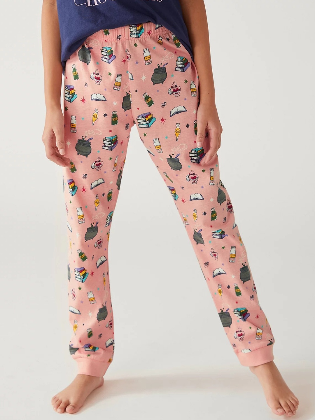 

Marks & Spencer Girls Conversational Printed Night Suit, Peach