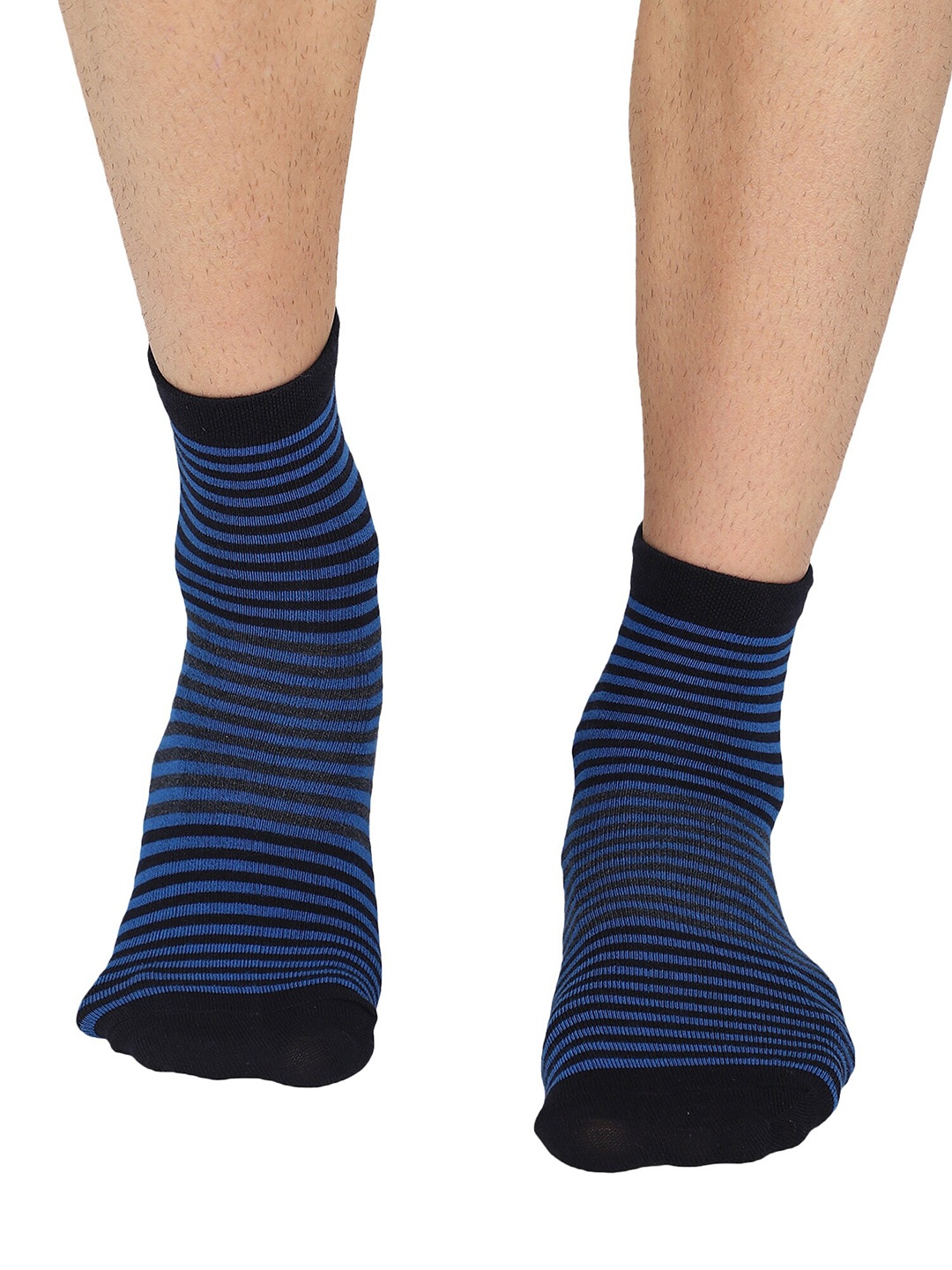 

Bodycare Men Pack Of 2 Striped Cotton Above Ankle-Length Socks, Grey