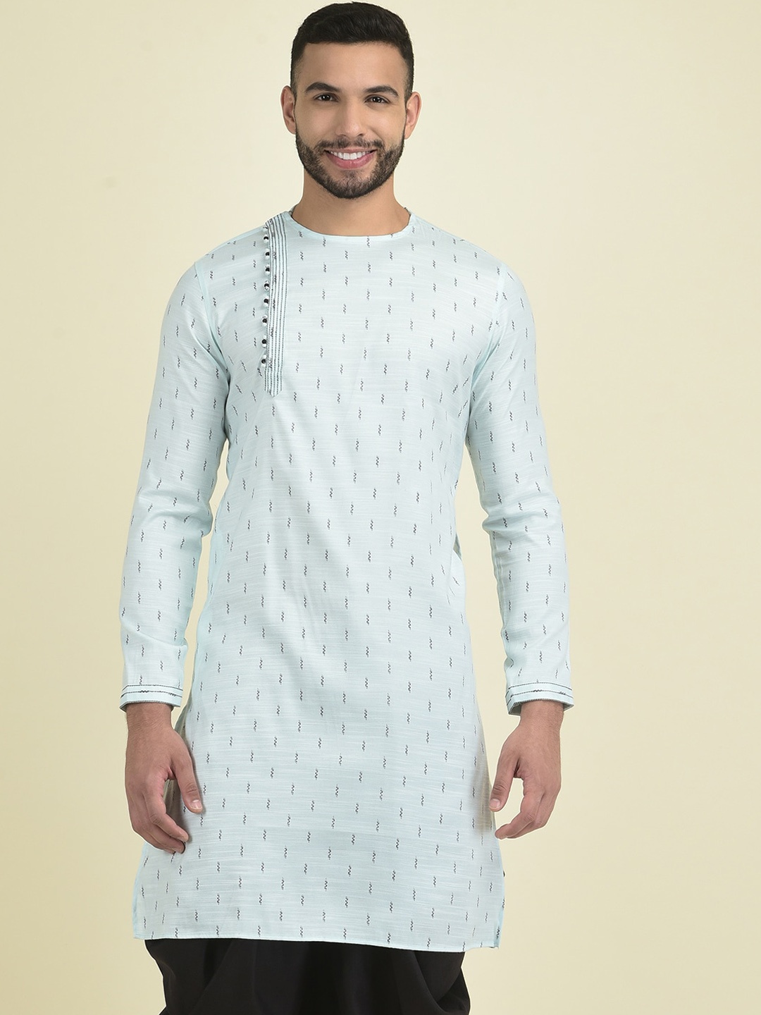 

DEYANN Woven Design Pure Cotton Straight Kurta, Blue