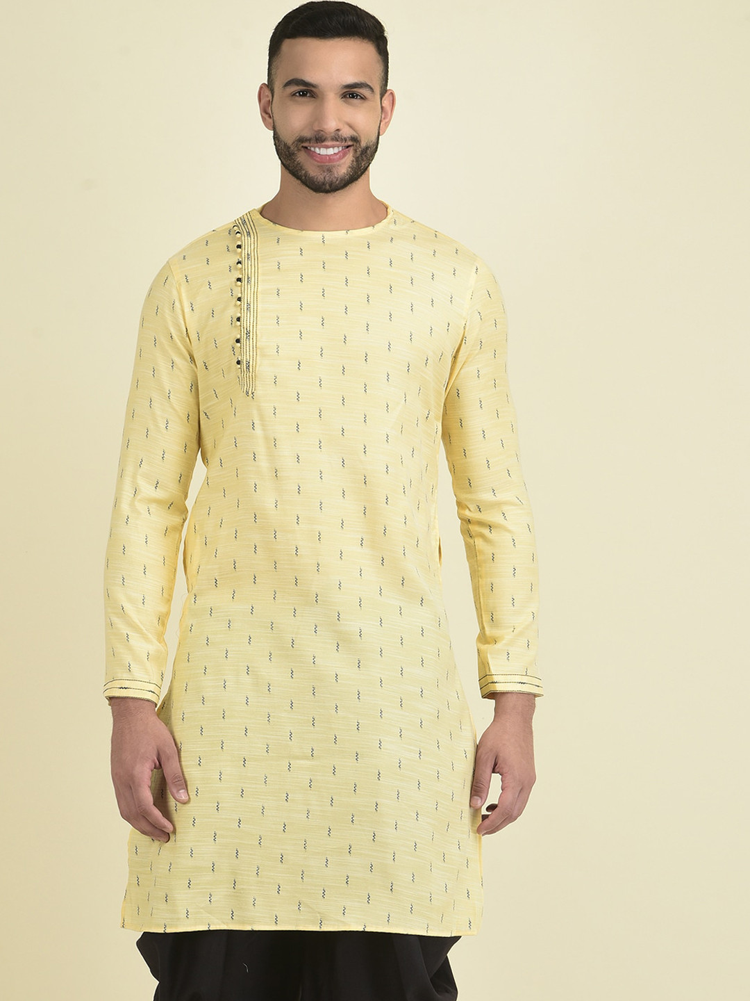 

DEYANN Woven Design Pure Cotton Straight Kurta, Cream