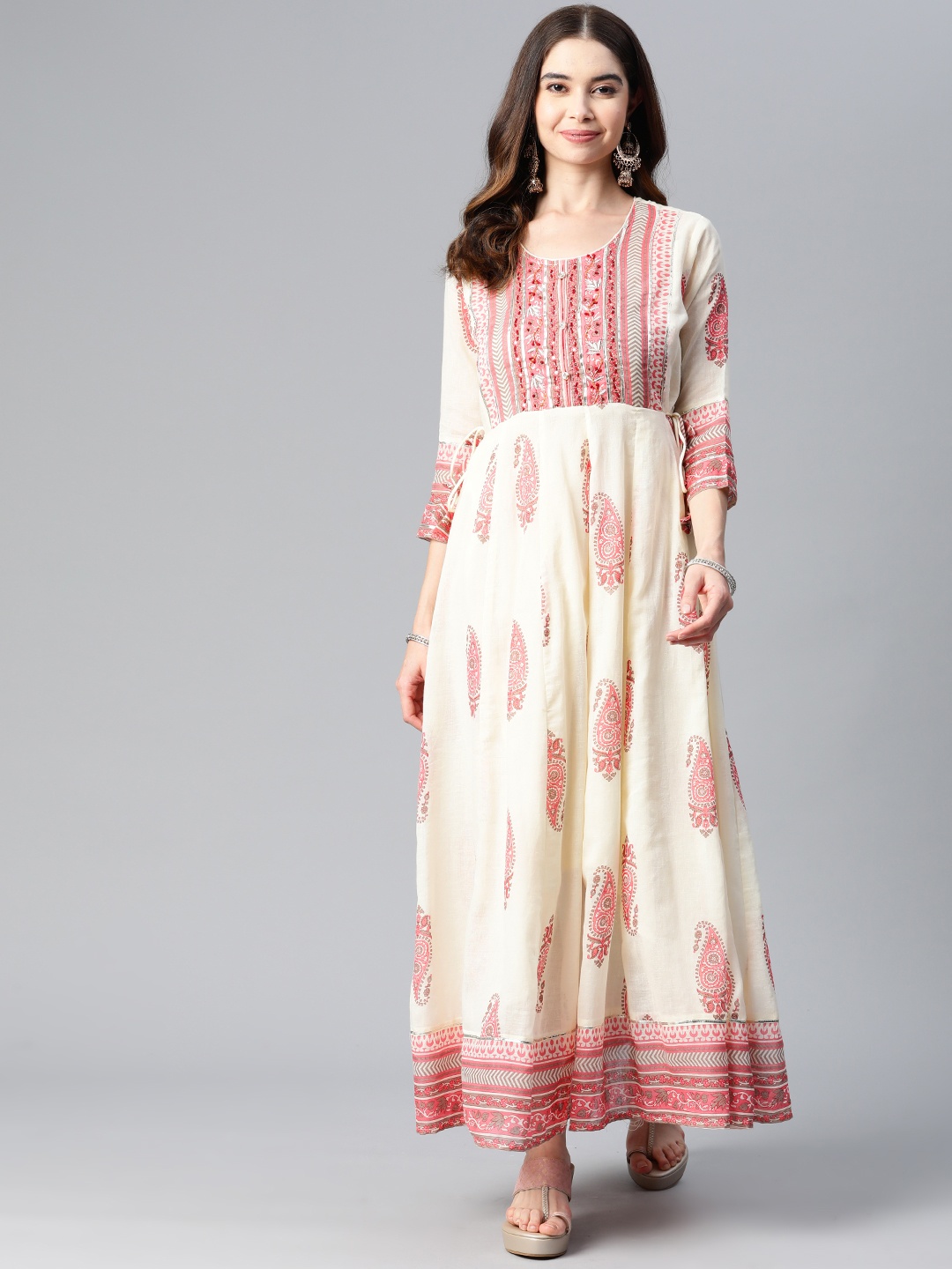 

Readiprint Fashions Floral Cotton Maxi Dress, Cream