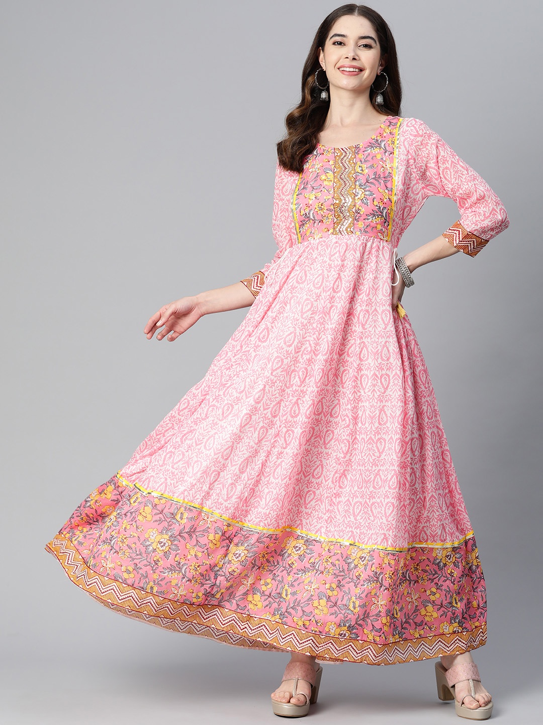 

Readiprint Fashions Floral Cotton Maxi Dress, Pink