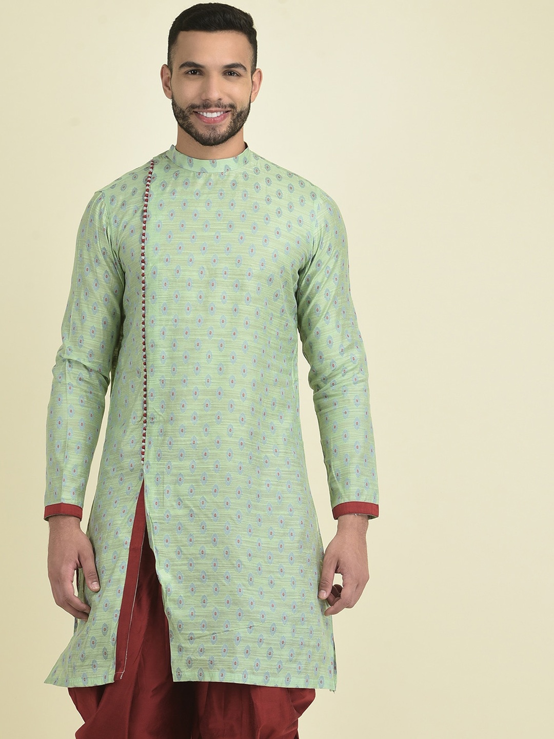 

DEYANN Men Men Woven Design Cotton Kurta, Green