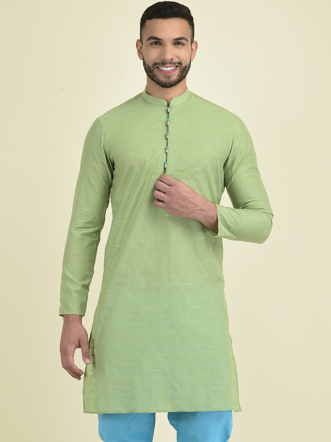

DEYANN Woven Design Kurta, Green
