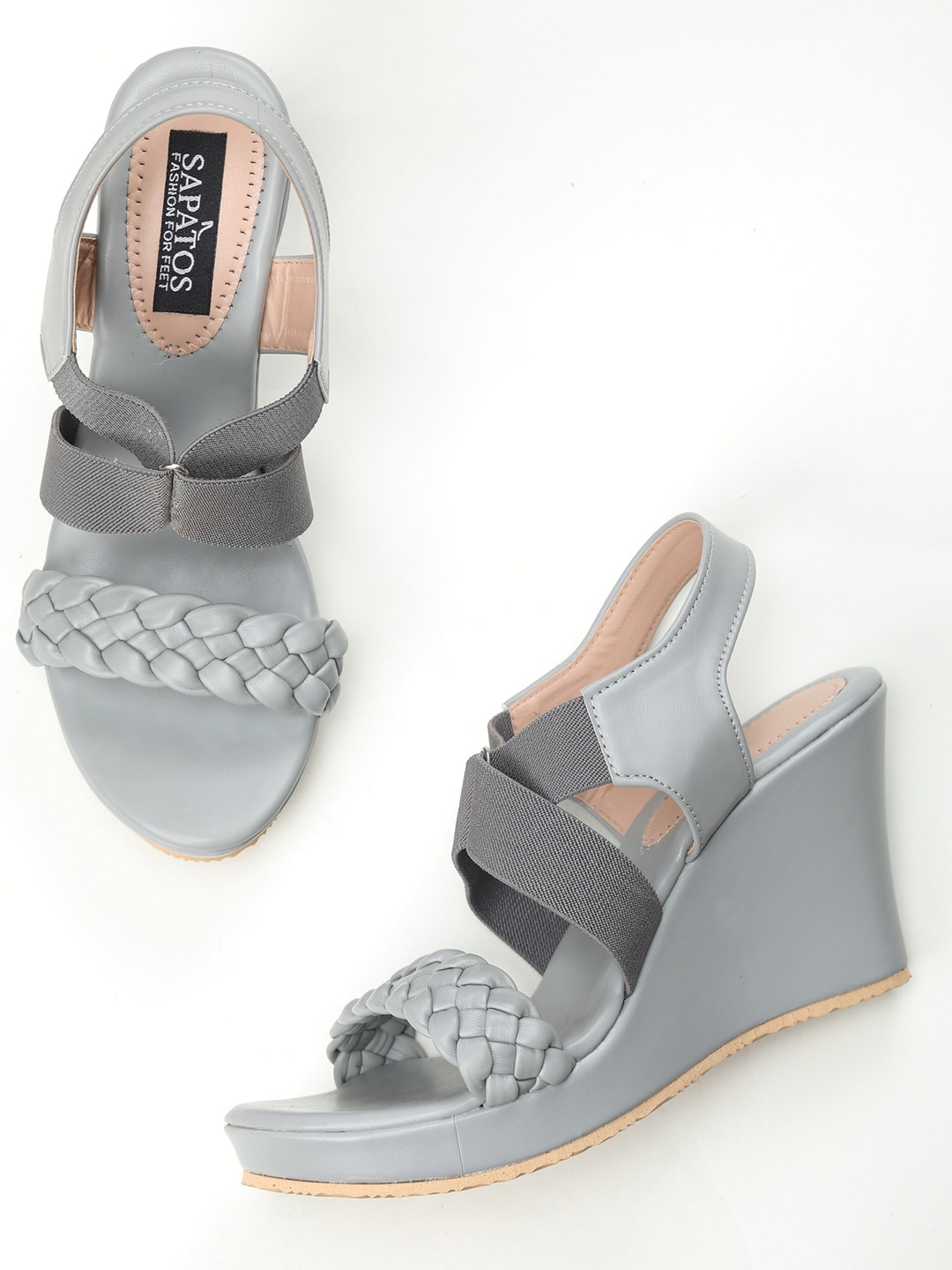 

SAPATOS Textured Backstrap Wedge Heels, Grey