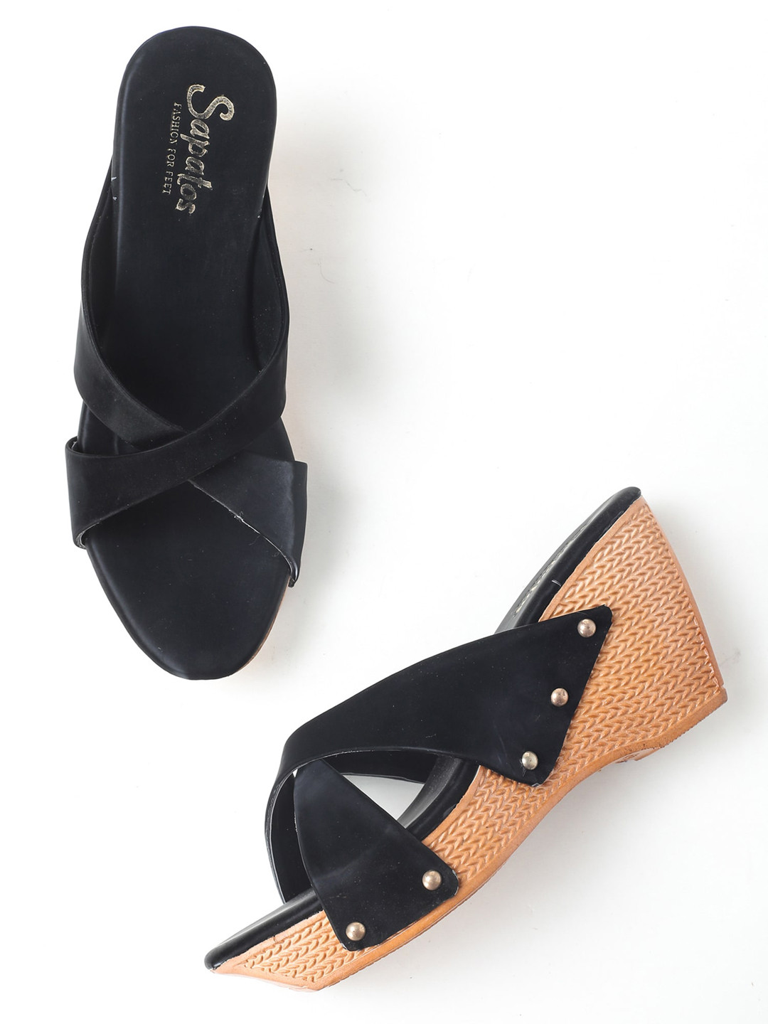 

SAPATOS Solid Wedge Heels, Black