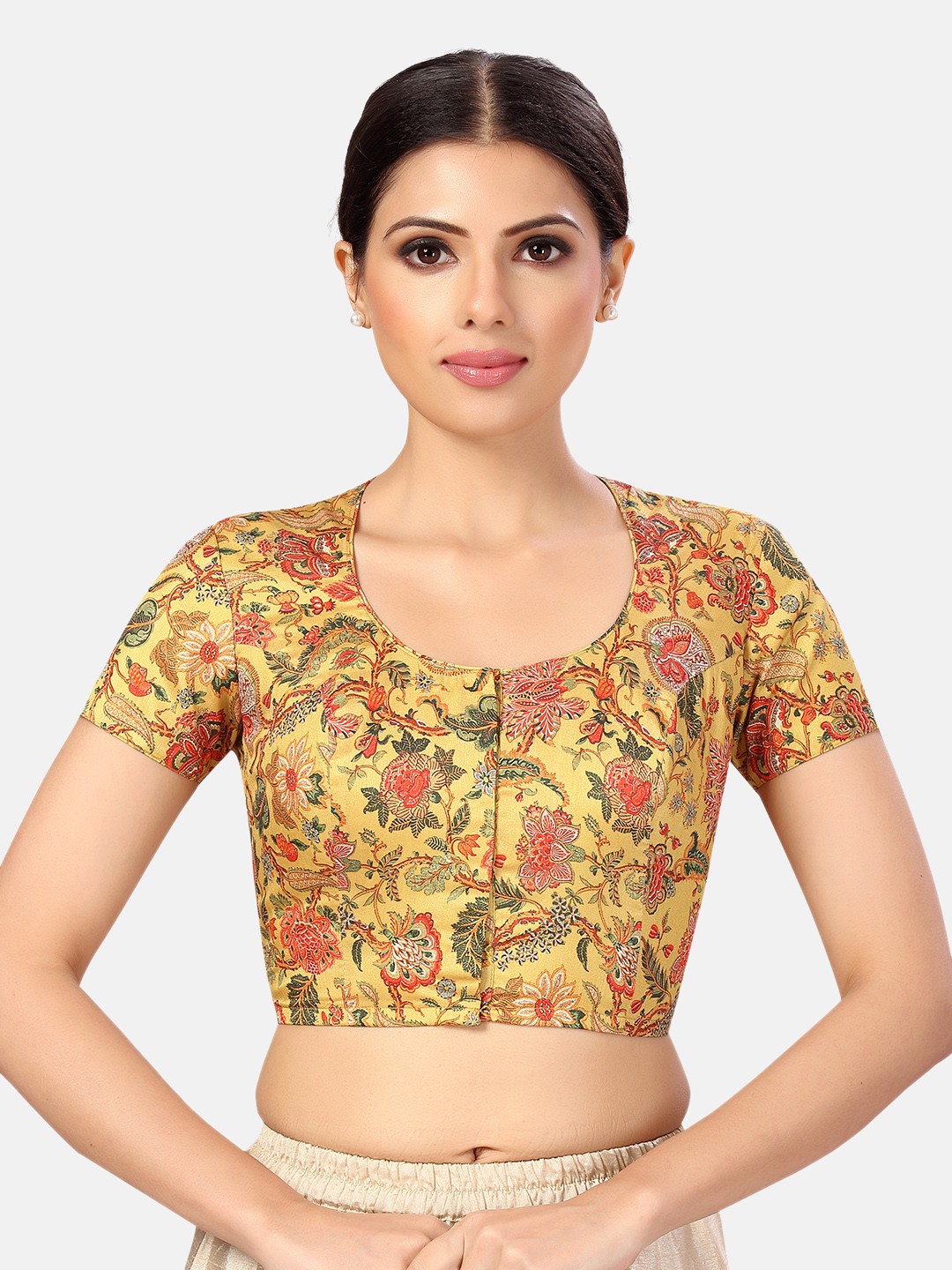 

Studio Shringaar Printed Saree Blouse, Yellow